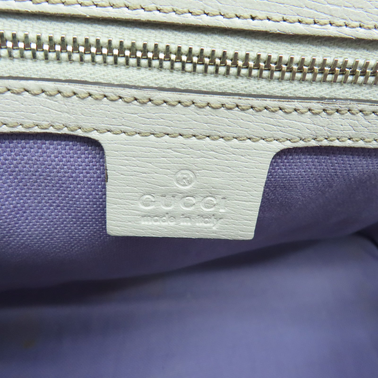 GUCCI Cowhide Leather 2 Way Shoulder Gold Buckle Handle Shoulder Bag Off-white