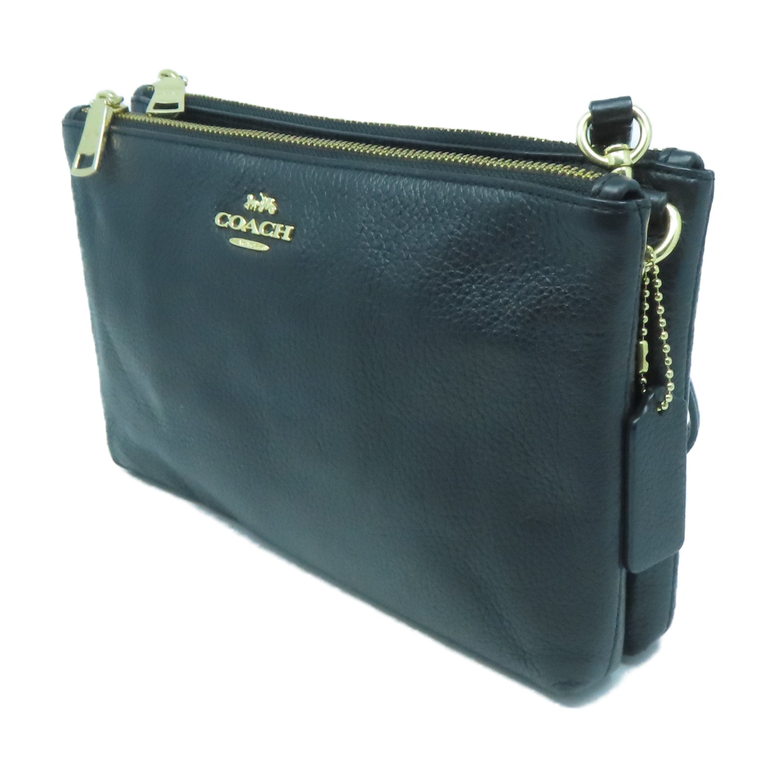 COACH 羊皮皮革Shoulder Bag金扣肩背袋黑色