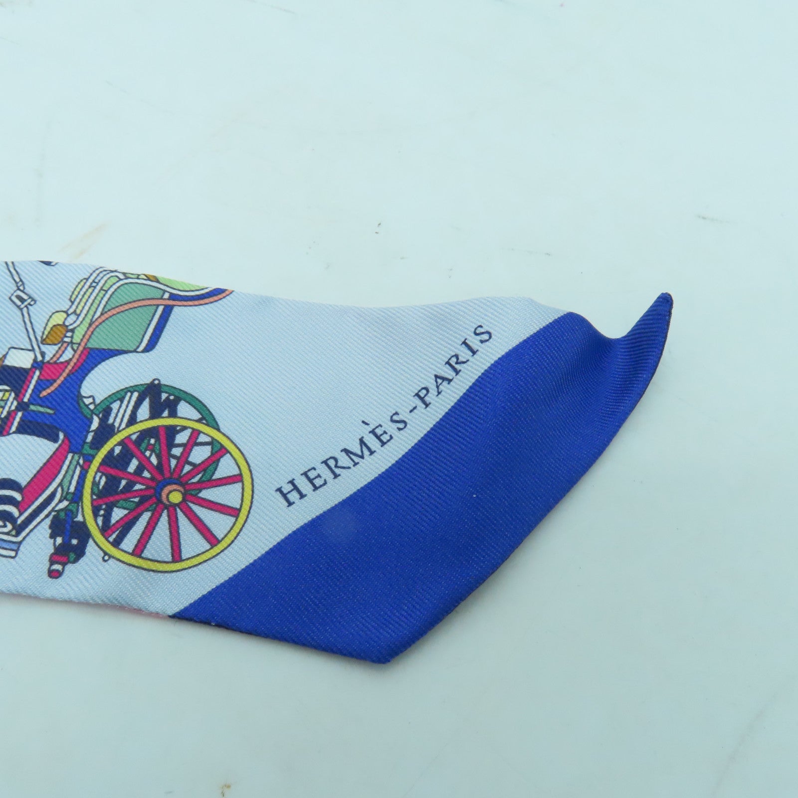 HERMES 【激減優惠】 絲質Twilly絲巾藍色/多色