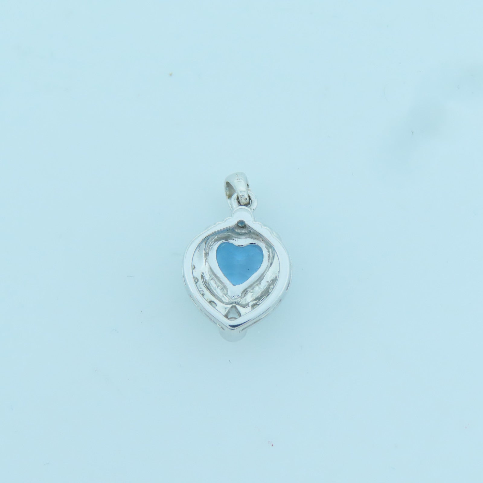 JEWELRY 18K白金Topaz Pendant 0.051ct钻石/3.08ct托帕石吊坠蓝色