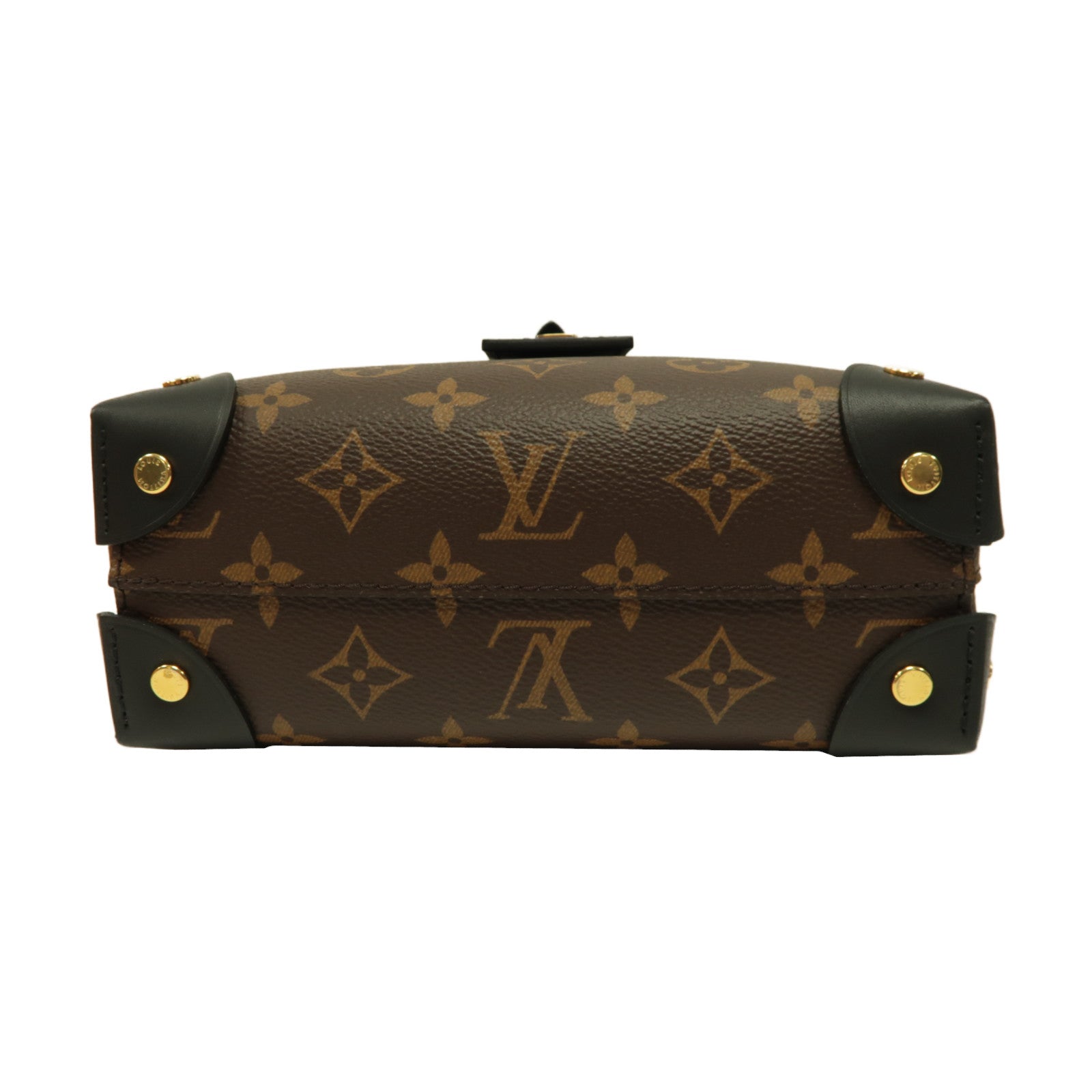 LOUIS VUITTON Monogram Petite Malle Souple金扣手挽肩背兩用袋啡色/黑色