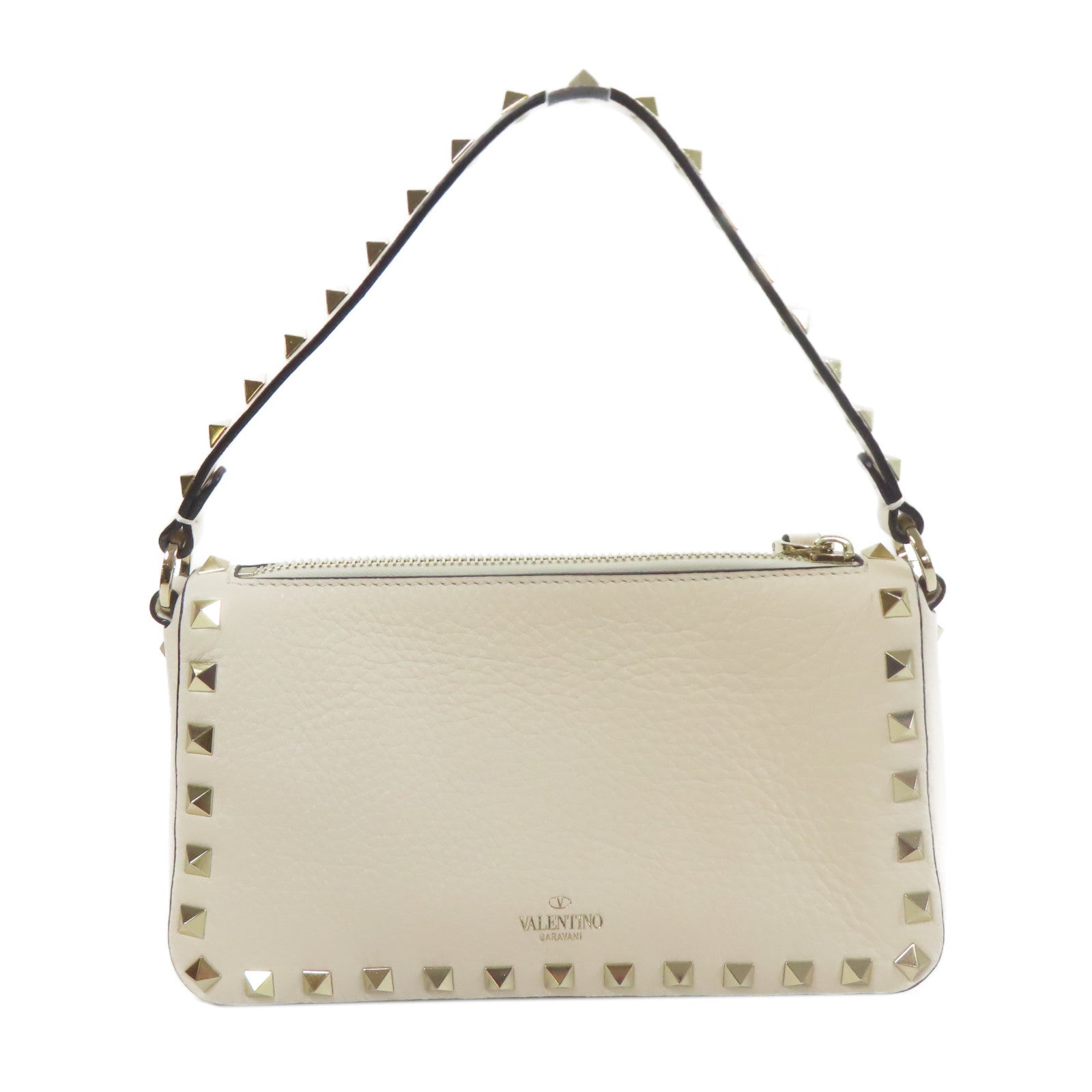 Valentino 牛皮皮革Hand Bag金扣手挽肩背兩用袋白色