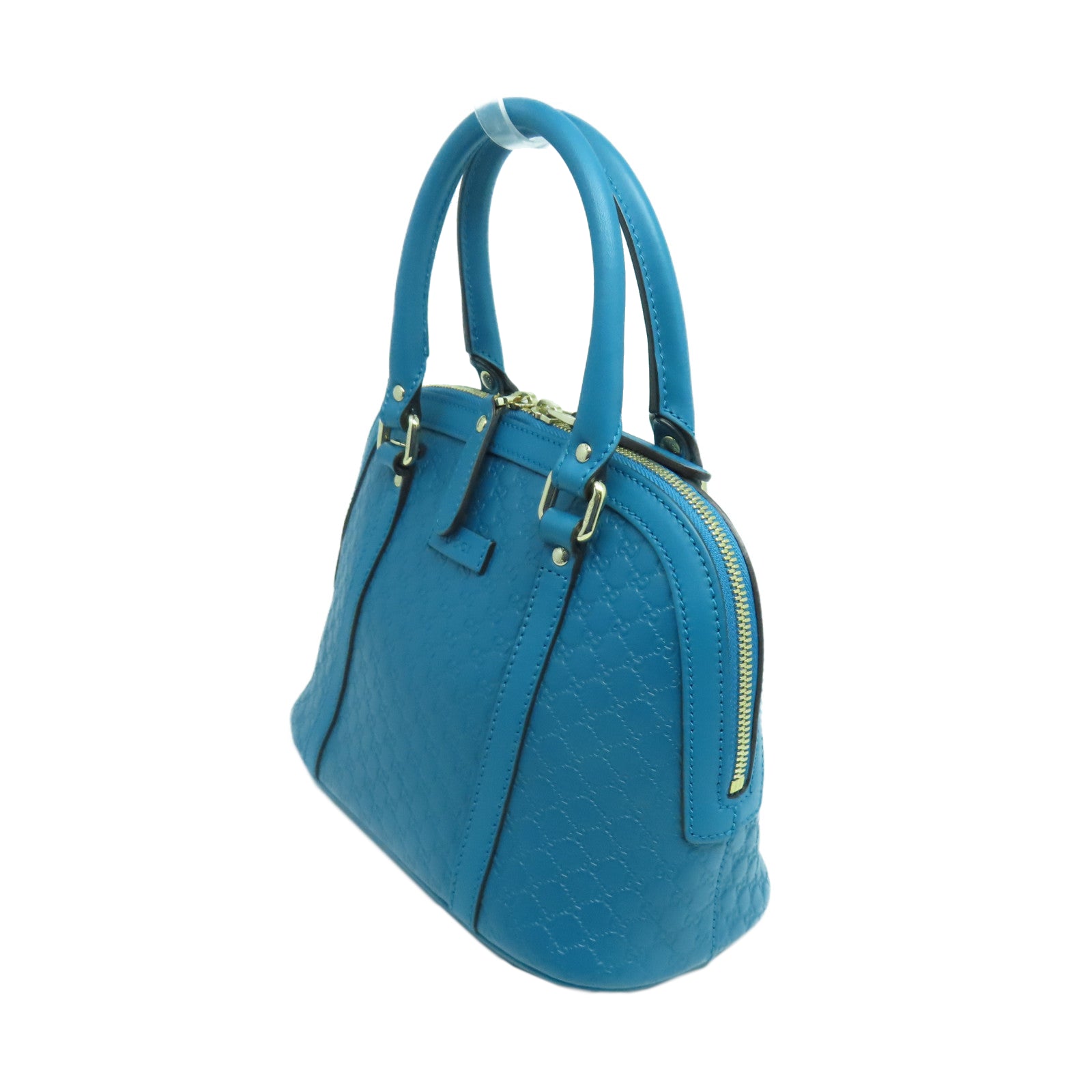 GUCCI 牛皮皮革Handbag金扣手挽袋藍色