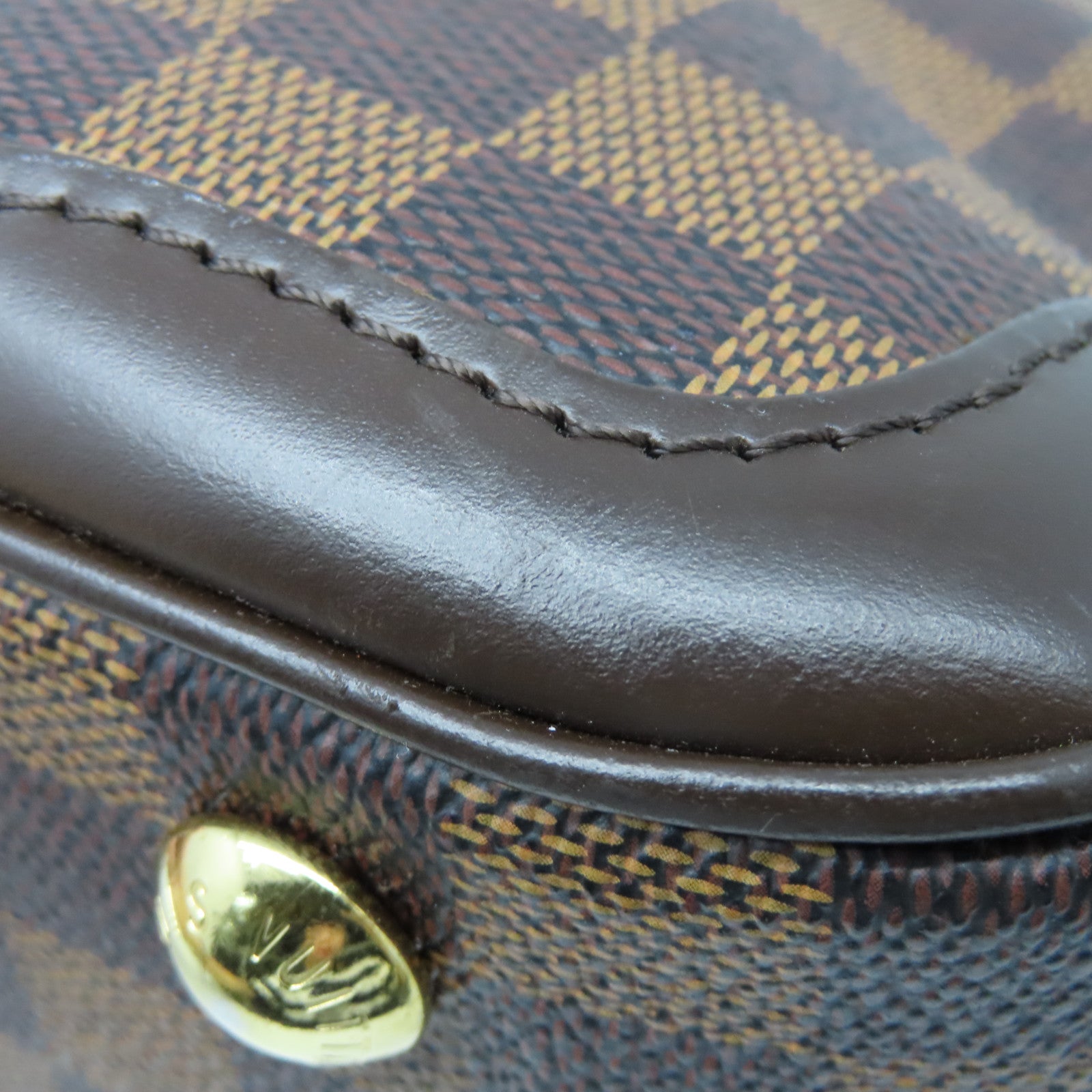 LOUIS VUITTON Damier Verona PM金扣肩背袋棕色
