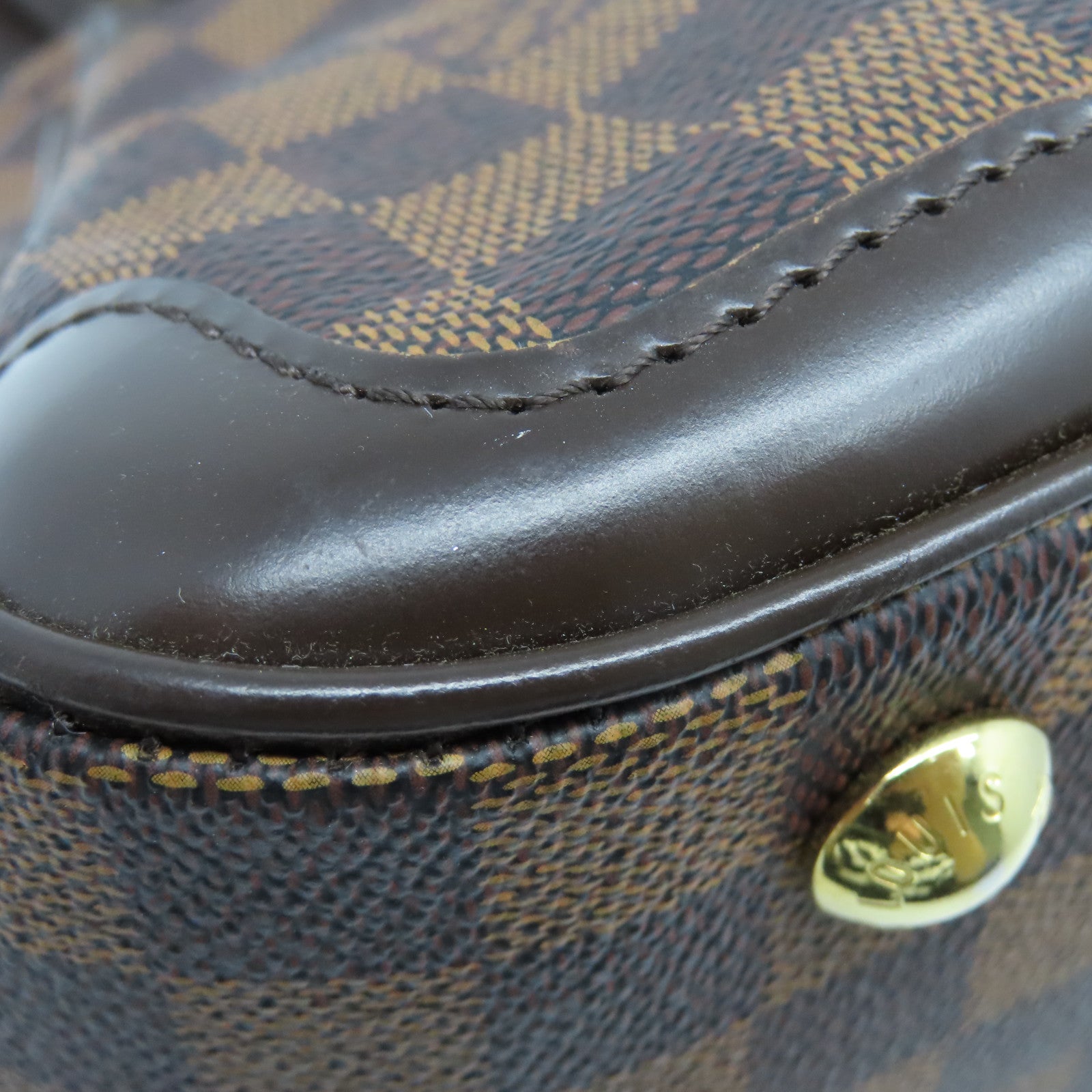 LOUIS VUITTON Damier Verona PM金扣肩背袋棕色