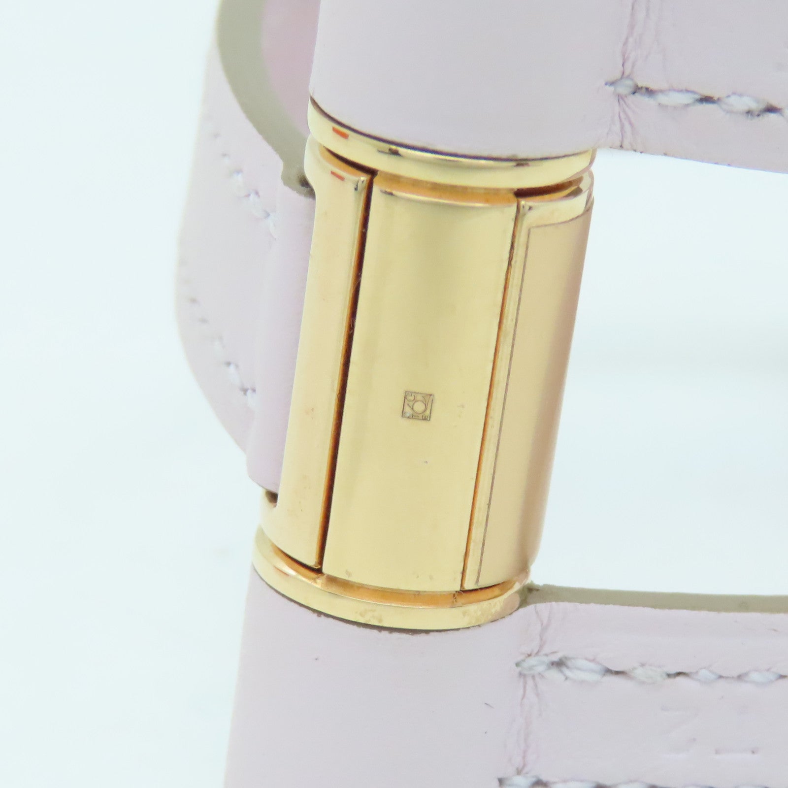 HERMES Leather/Metal Charniere Bracelet Gold Buckle Bracelet Light Purple/Gold