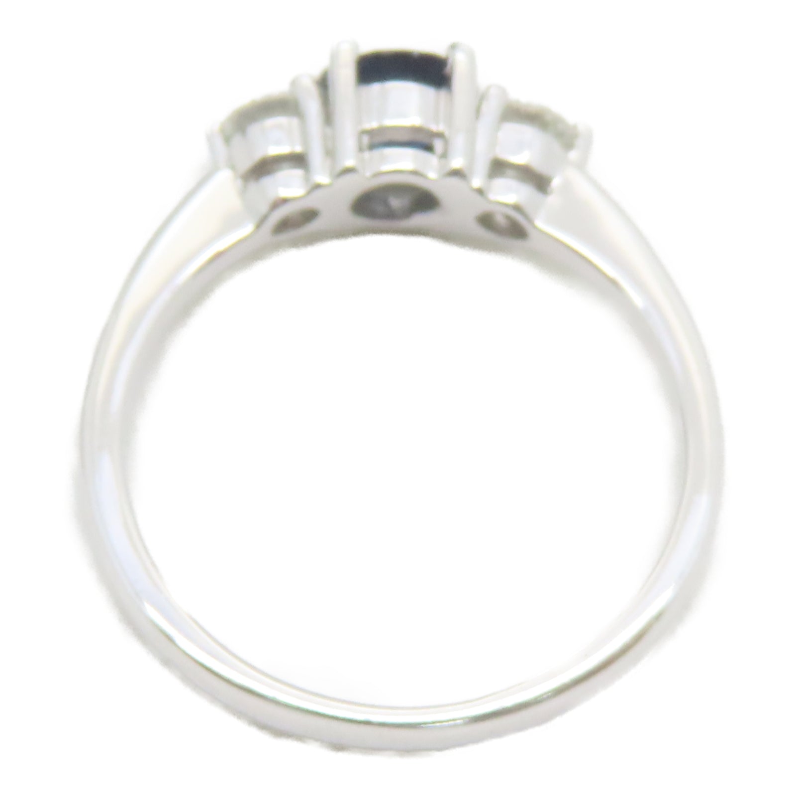 JEWELRY 18K白金Sapphire 2.3g 0.26ct藍寶石/0.44ct鑽石戒指US#4.5