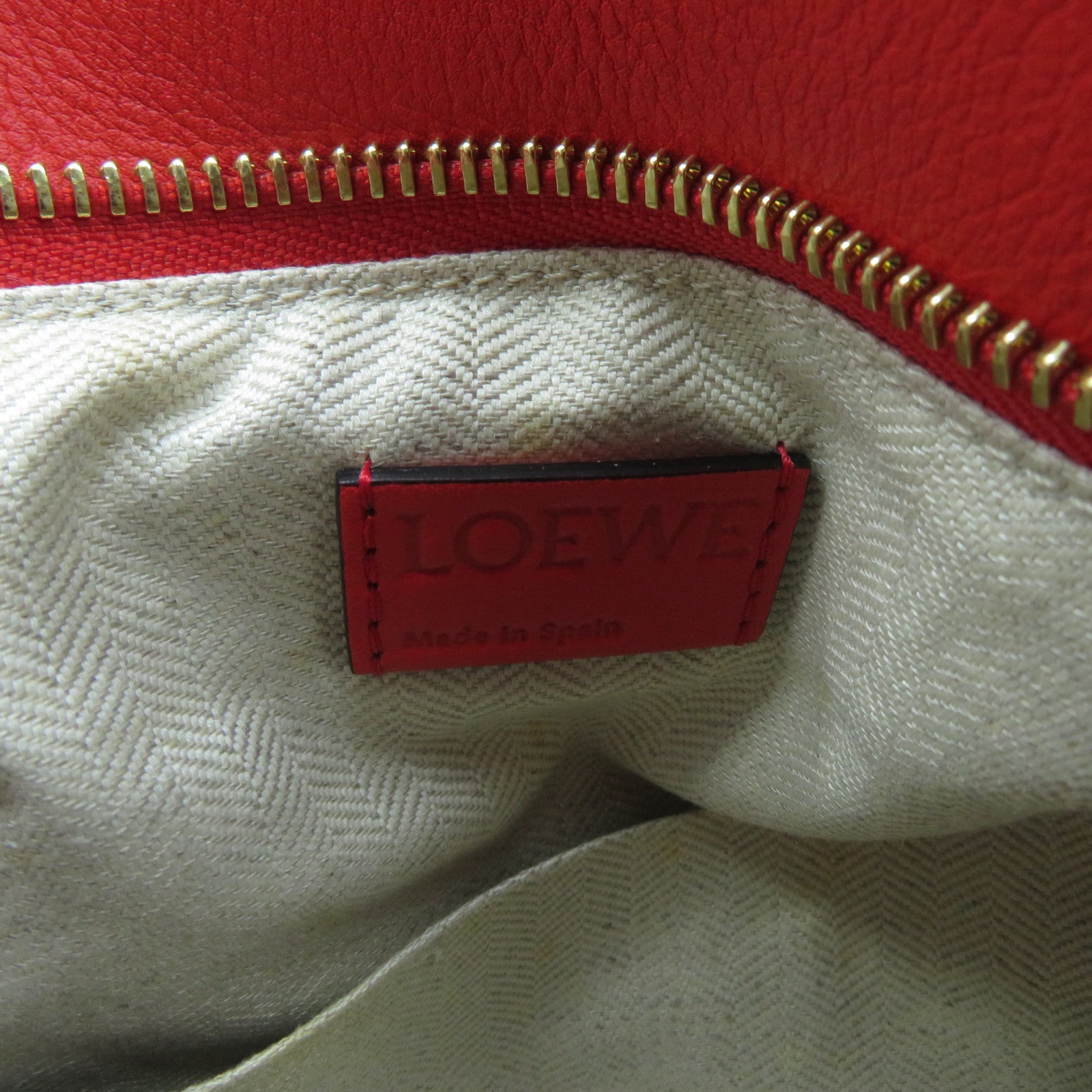 LOEWE 牛皮皮革Small Puzzle金扣手挽肩背兩用袋紅色
