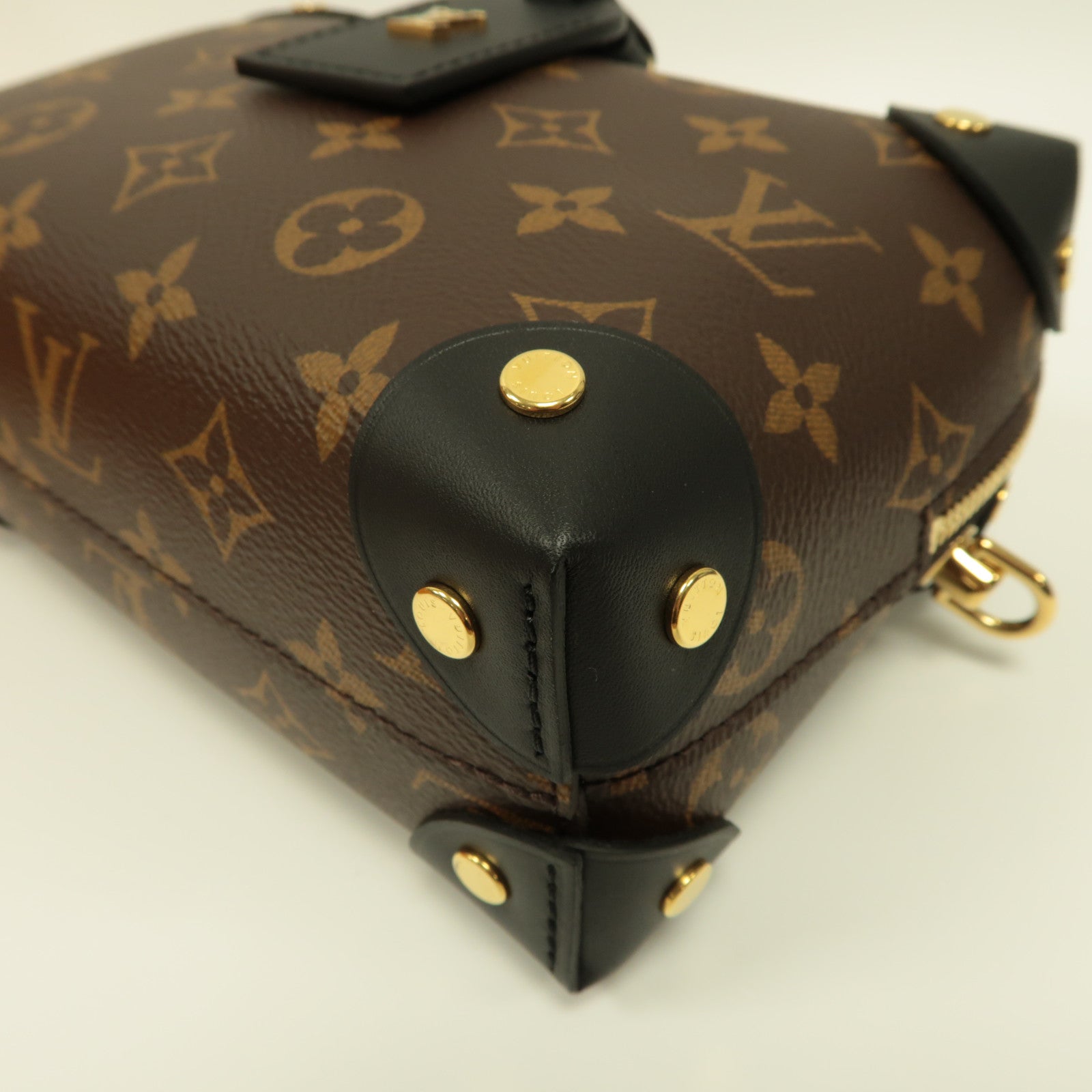 LOUIS VUITTON Monogram Petite Malle Souple金扣手挽肩背兩用袋啡色/黑色