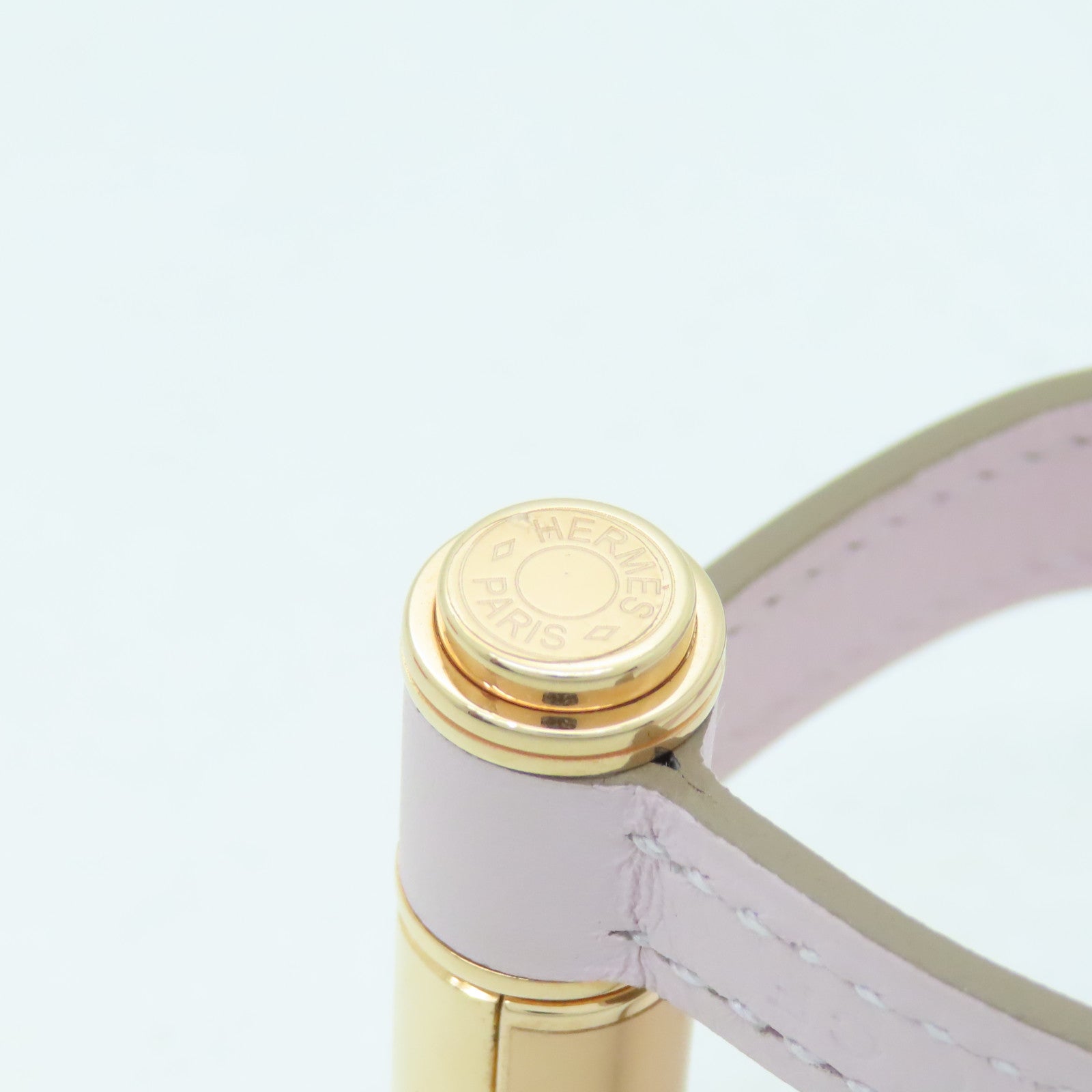 HERMES Leather/Metal Charniere Bracelet Gold Buckle Bracelet Light Purple/Gold