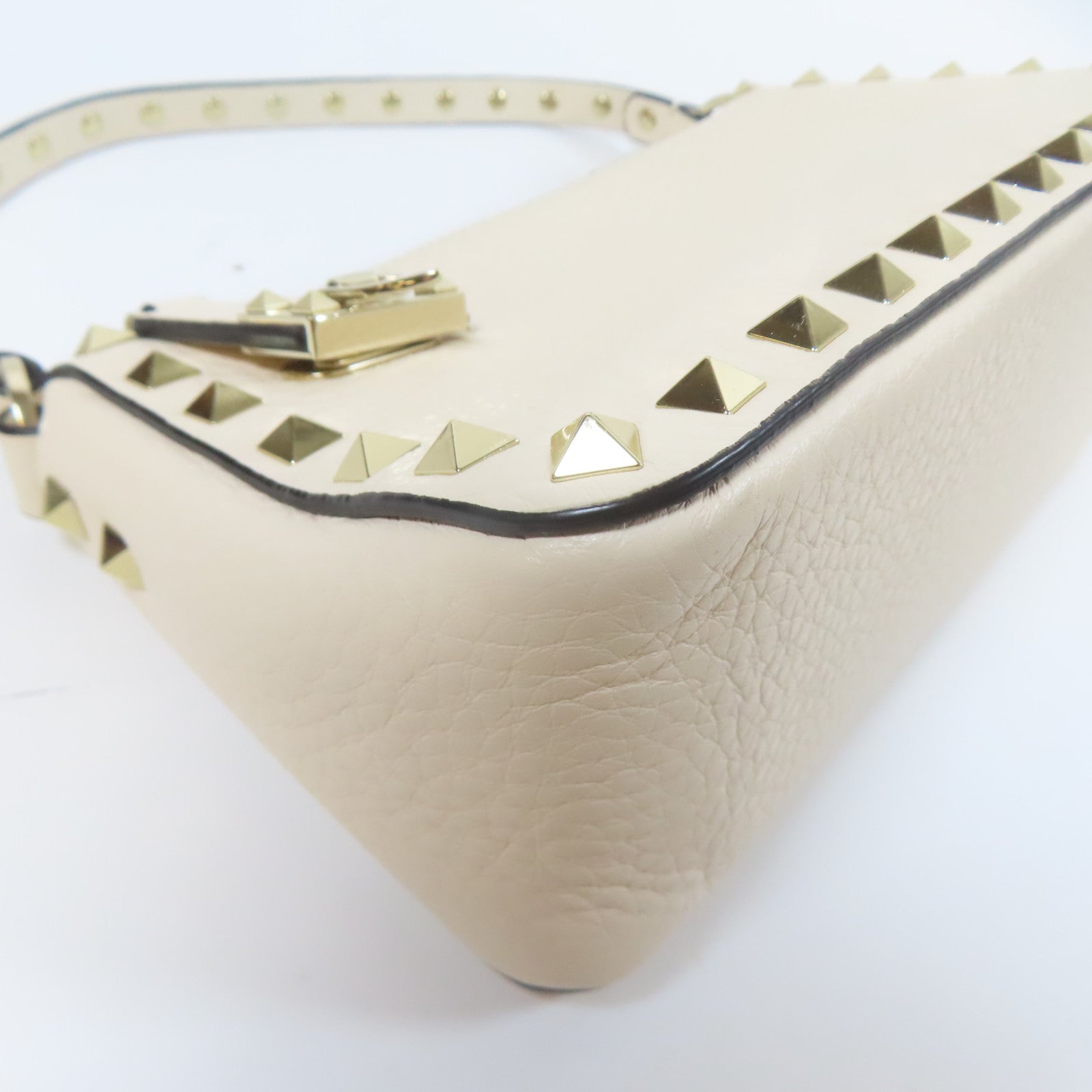 Valentino 牛皮皮革Hand Bag金扣手挽肩背兩用袋白色