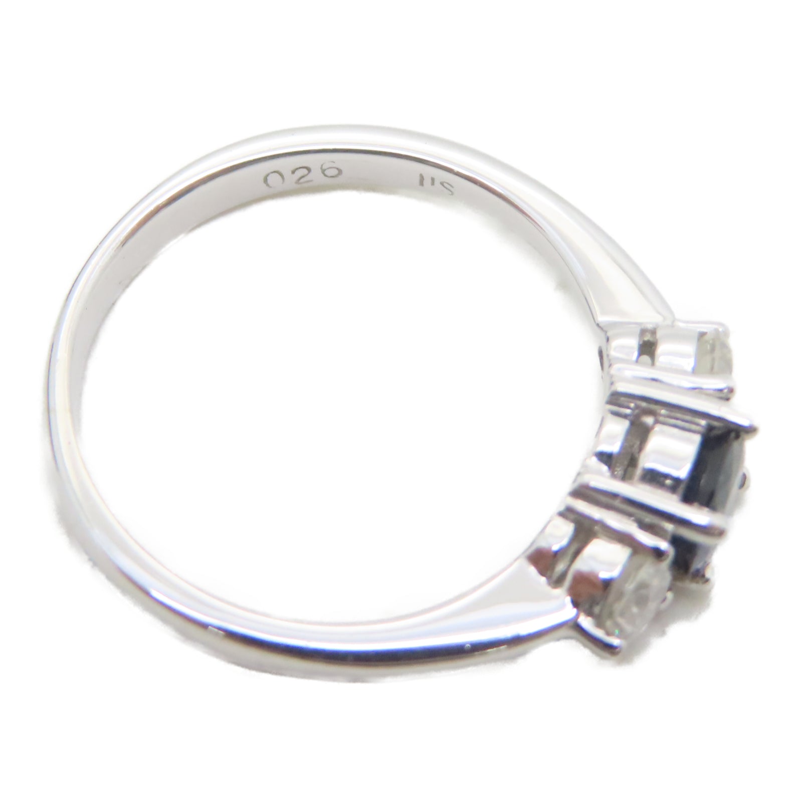 JEWELRY 18K白金Sapphire 2.3g 0.26ct藍寶石/0.44ct鑽石戒指US#4.5
