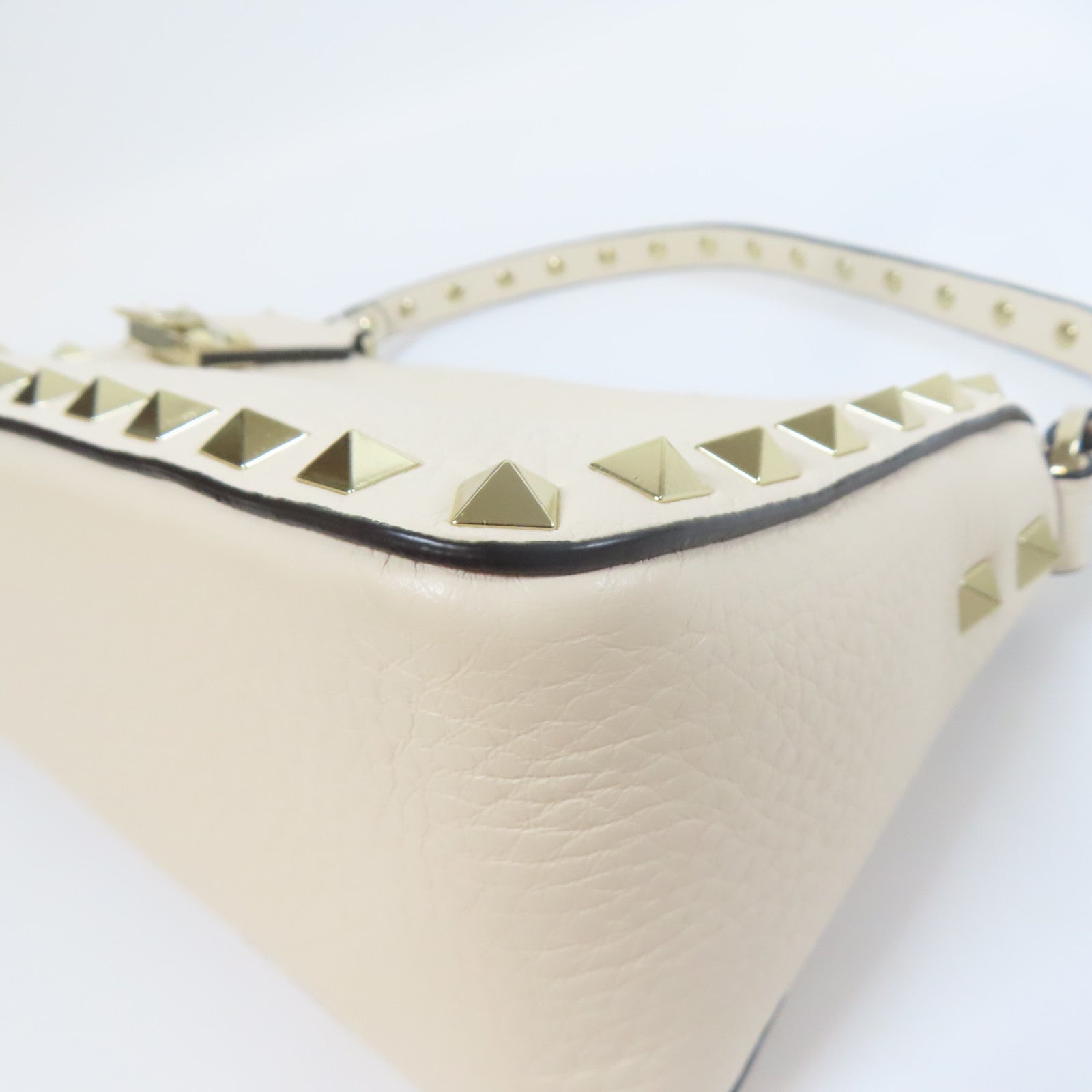 Valentino 牛皮皮革Hand Bag金扣手挽肩背兩用袋白色
