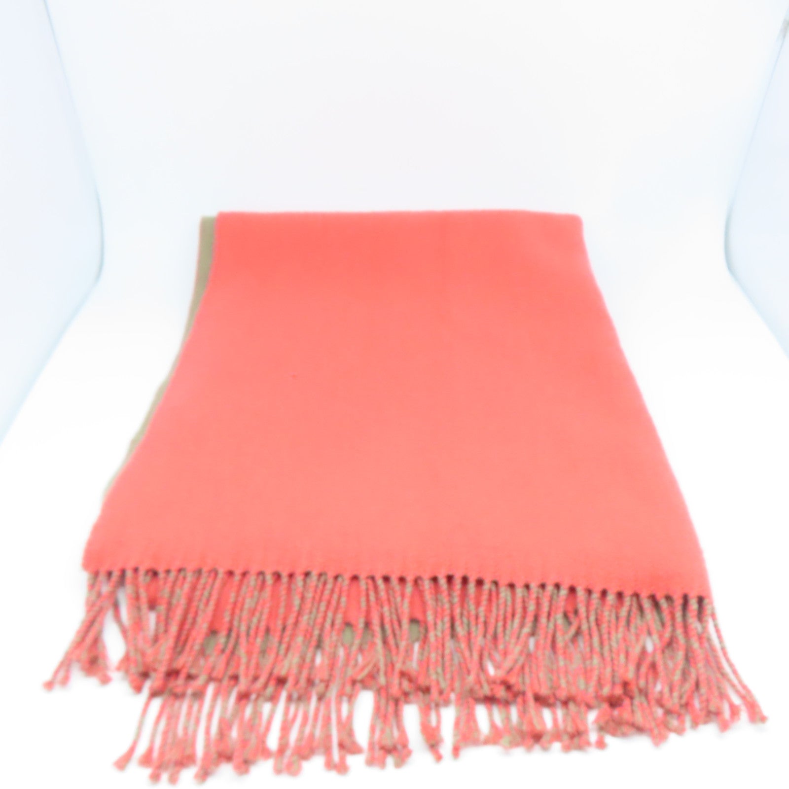 HERMES 羊絨Scarf圍巾橙色/灰色
