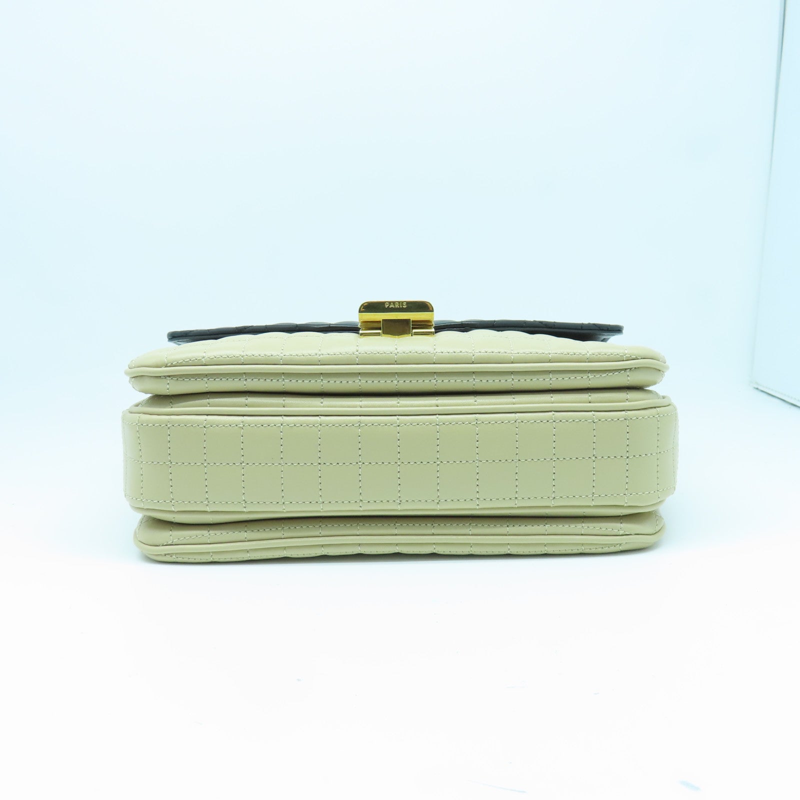 CELINE Leather C Bag Gold Buckle Chain Shoulder Bag Taupe/Black