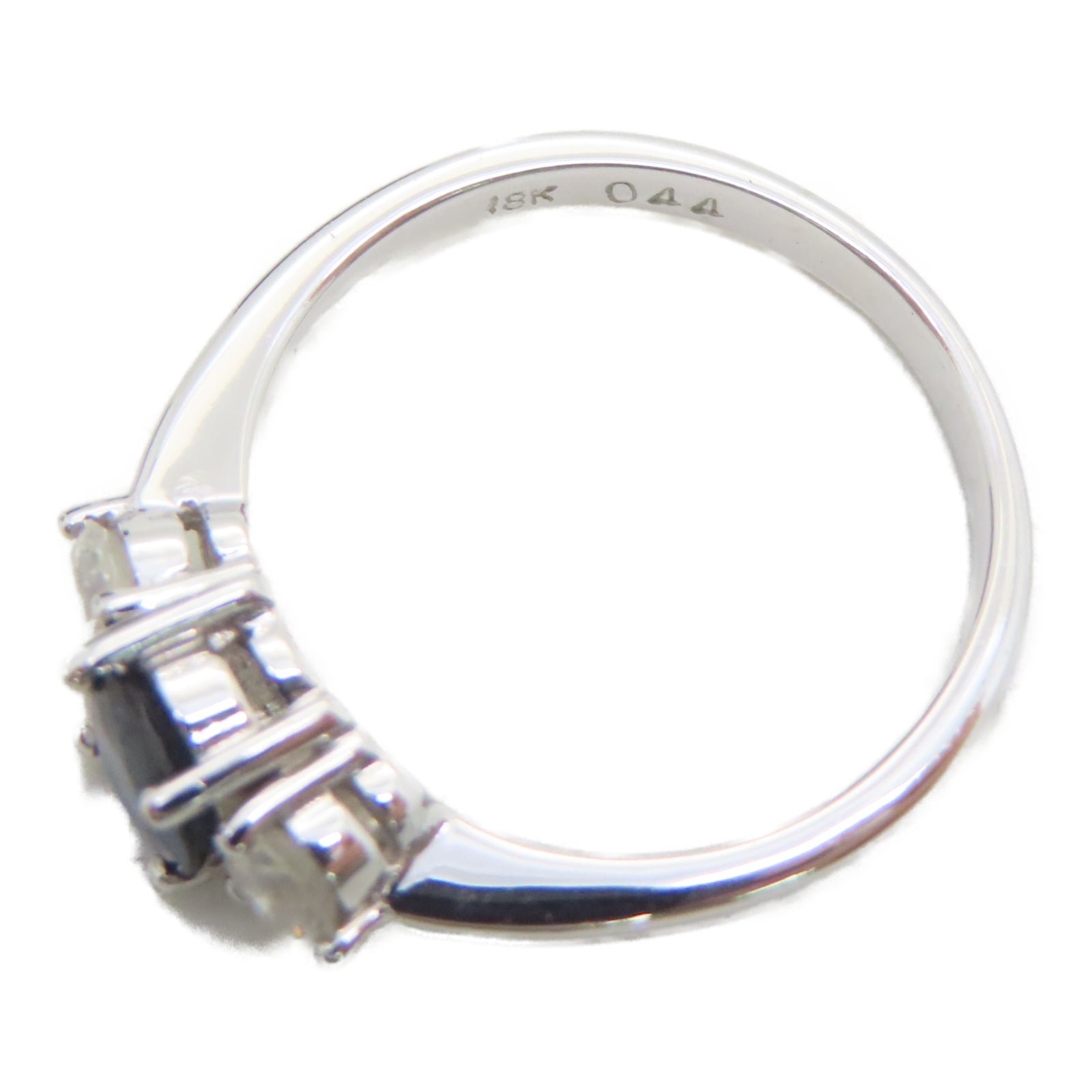 JEWELRY 18K白金Sapphire 2.3g 0.26ct藍寶石/0.44ct鑽石戒指US#4.5