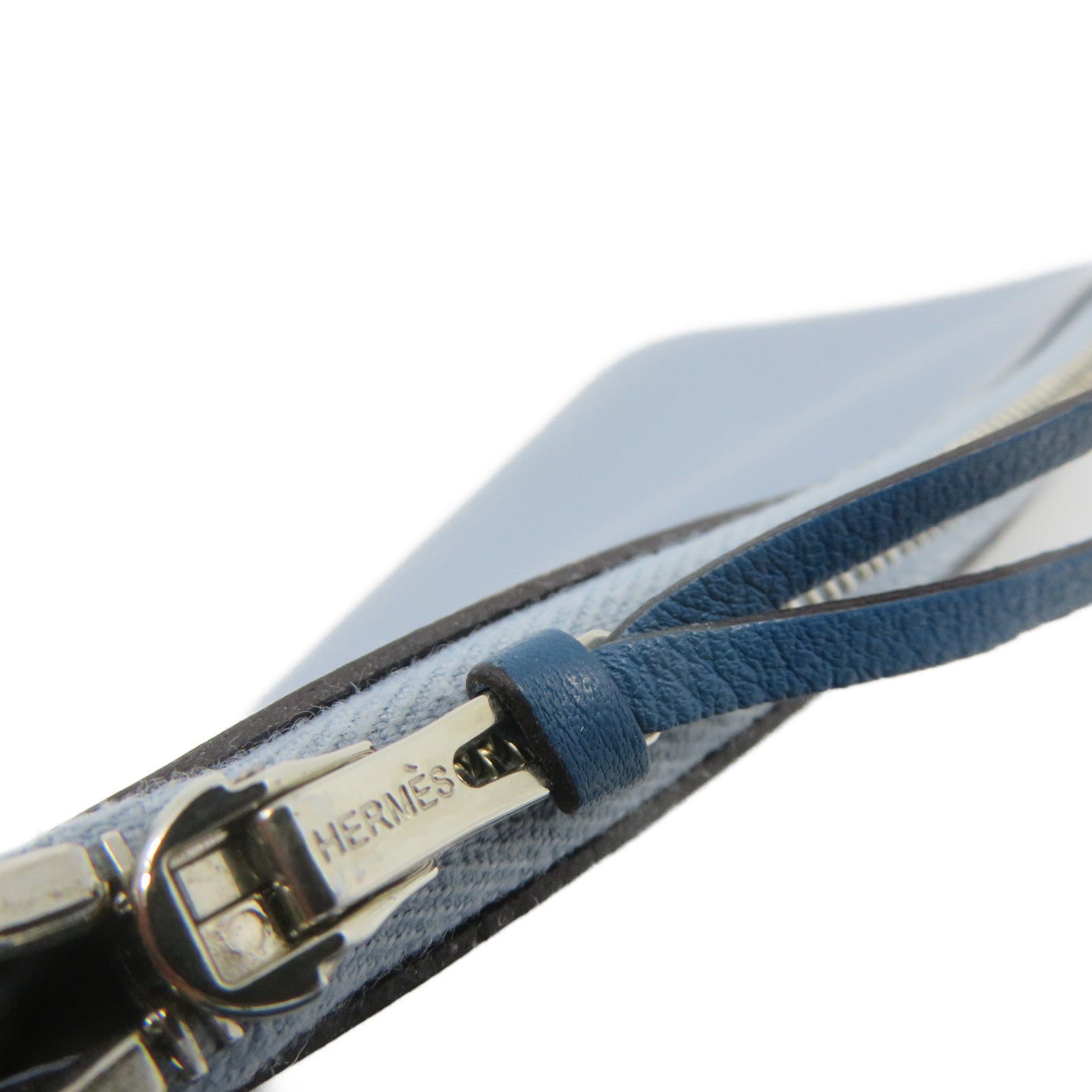 HERMES Swift皮革Dogon GM Long wallet銀扣長錢包Colvert藍色