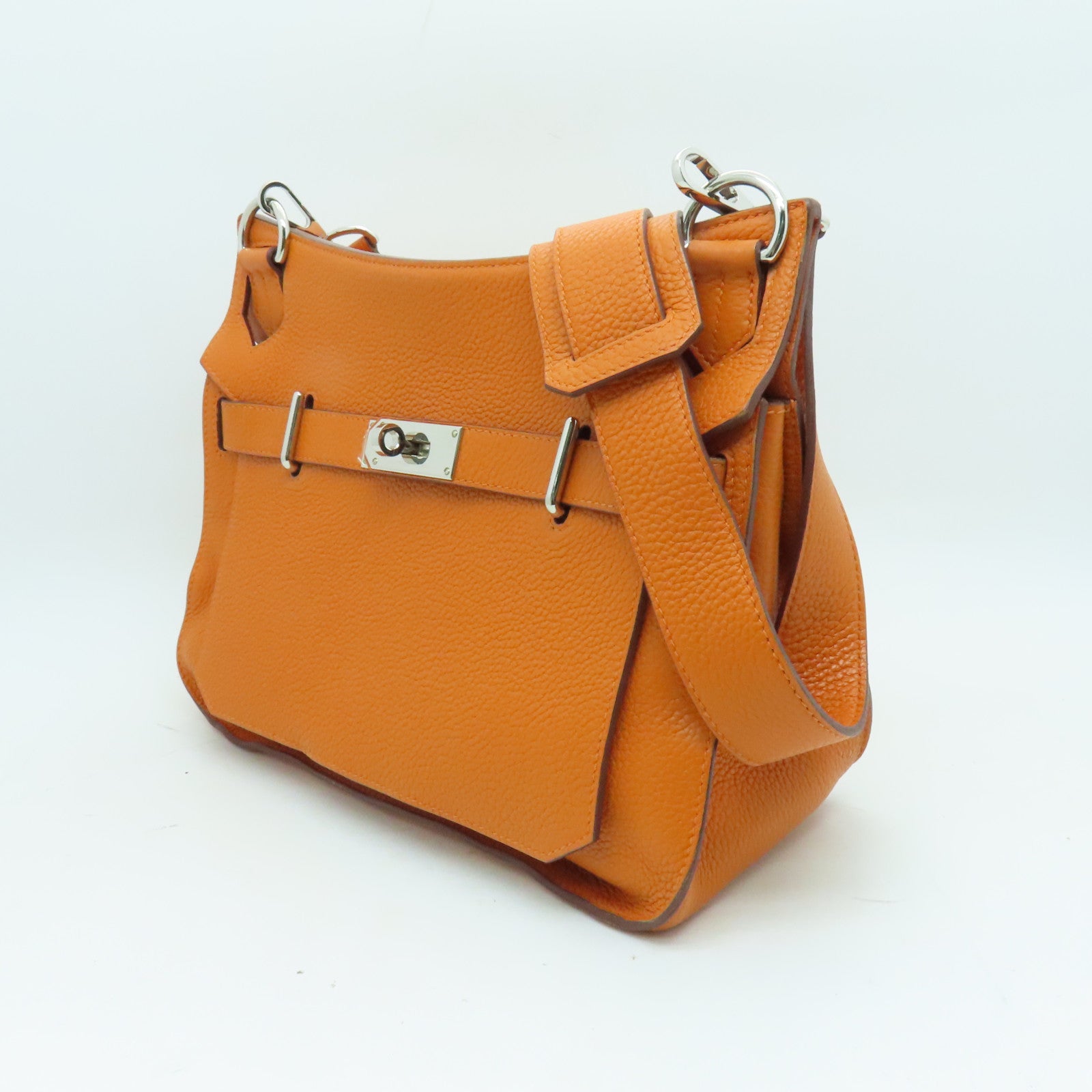 HERMES Clemence Jypsiere 31銀扣肩背袋橙色