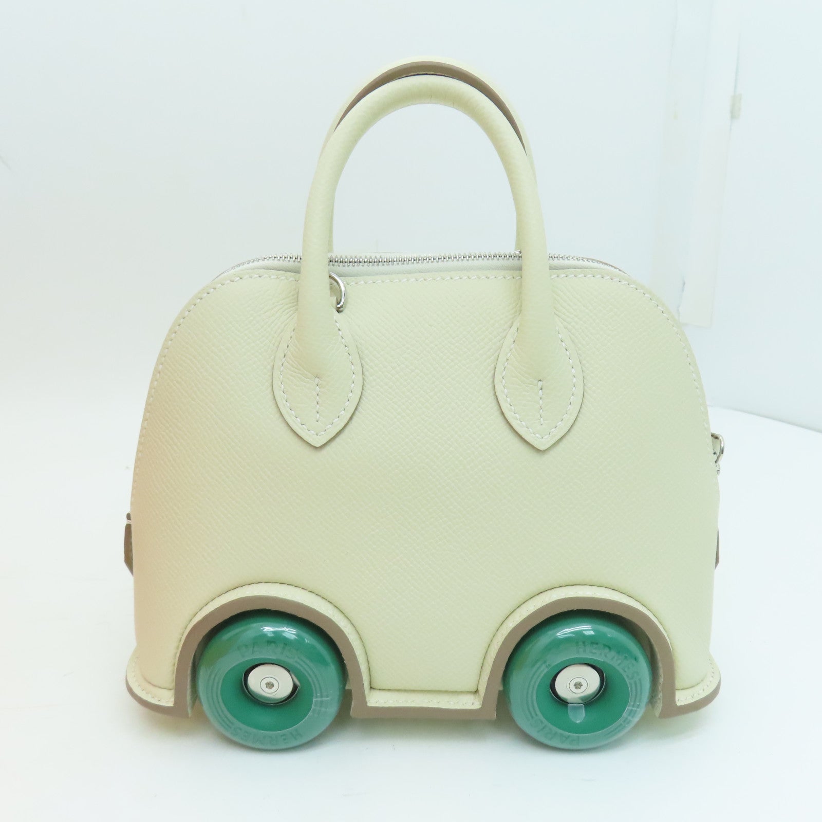 HERMES Epsom皮革Bolide On Wheel银扣手挽肩背两用袋铅笔白