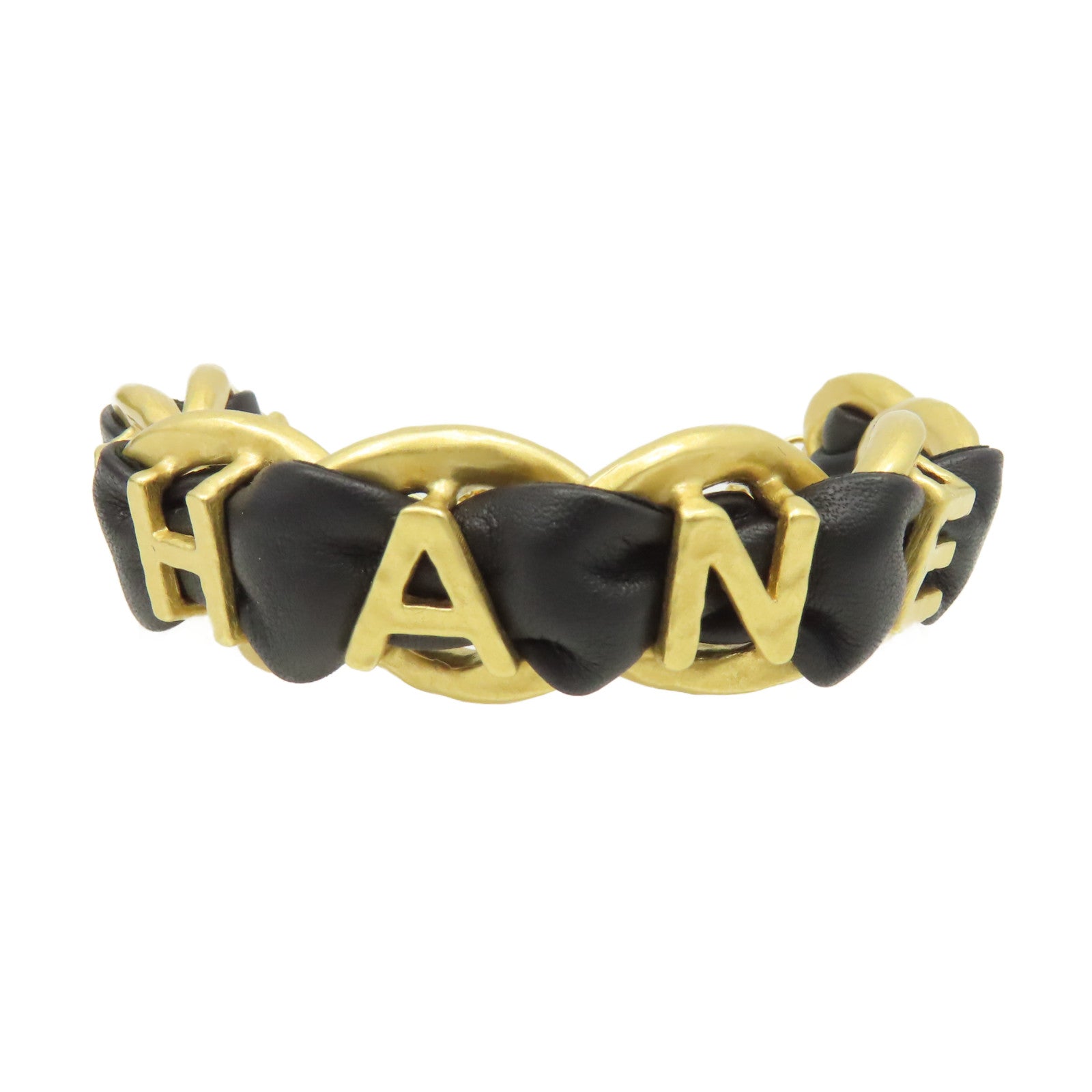 CHANEL 金屬/牛皮皮革Bracelet手鏈黑色/金色