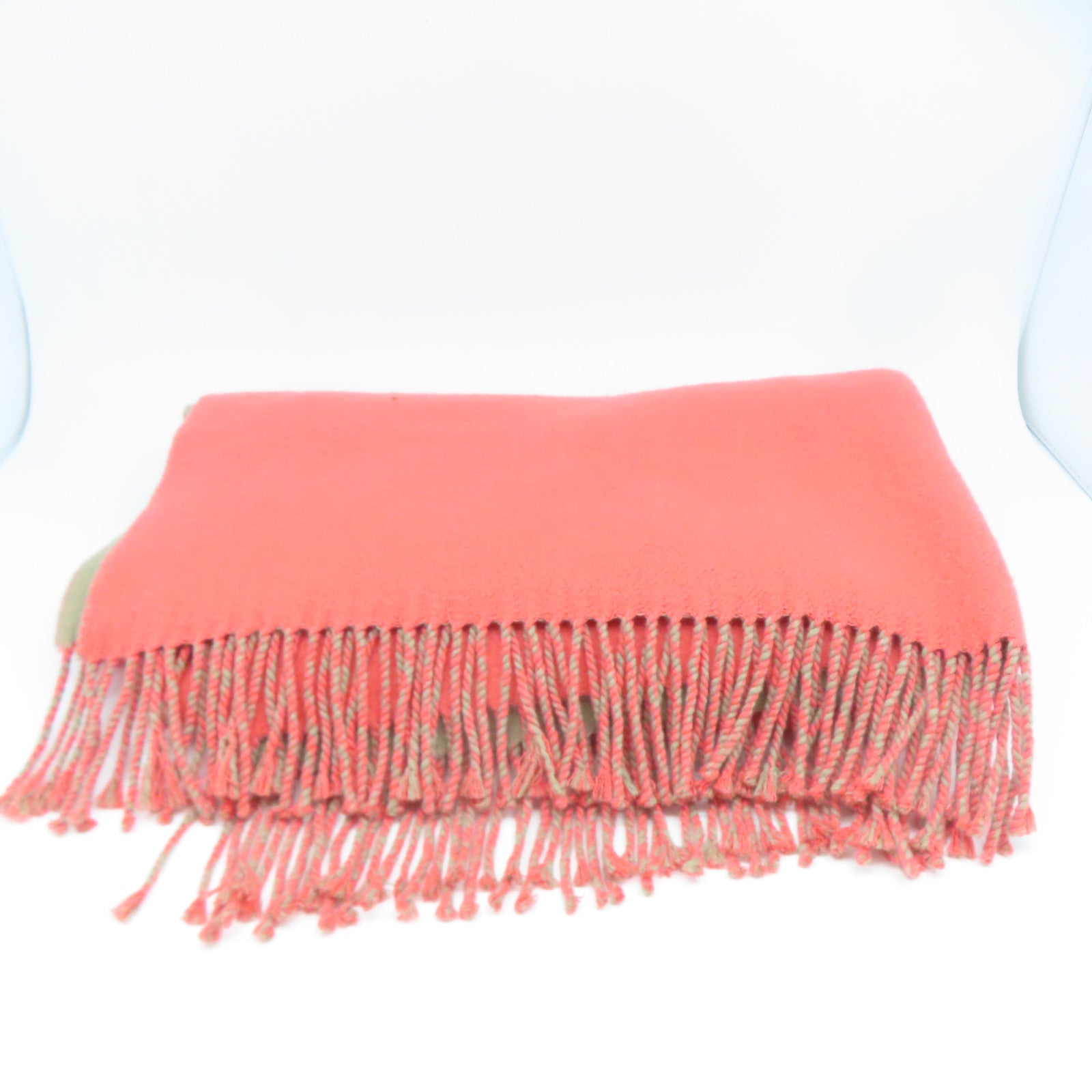 HERMES 羊絨Scarf圍巾橙色/灰色