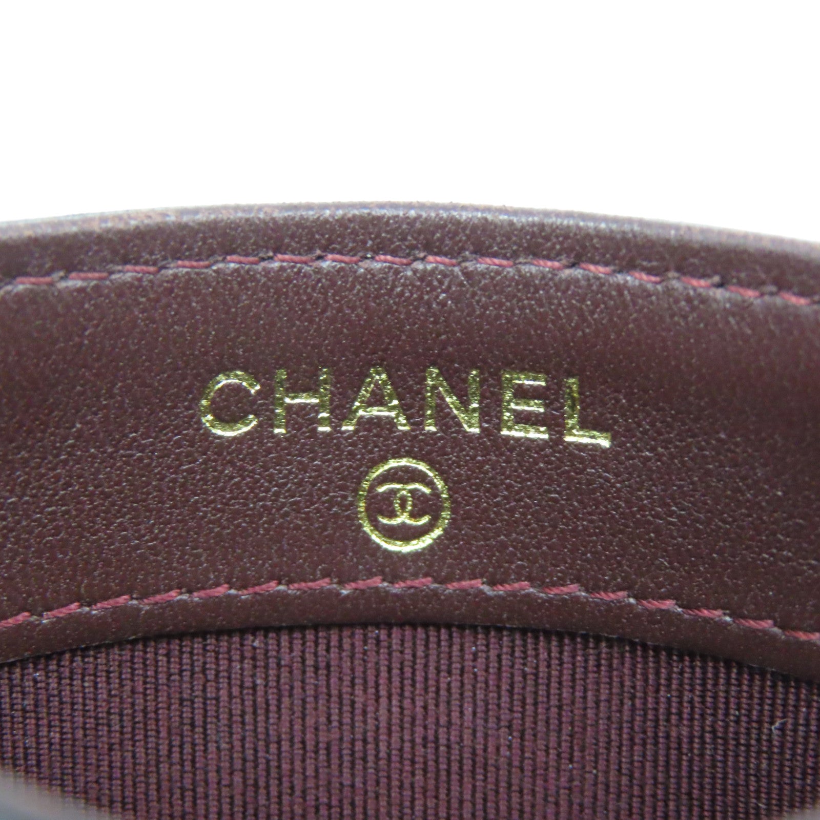 CHANEL Rhombus Sheepskin Leather Card Case Gold Buckle Card Holder Black