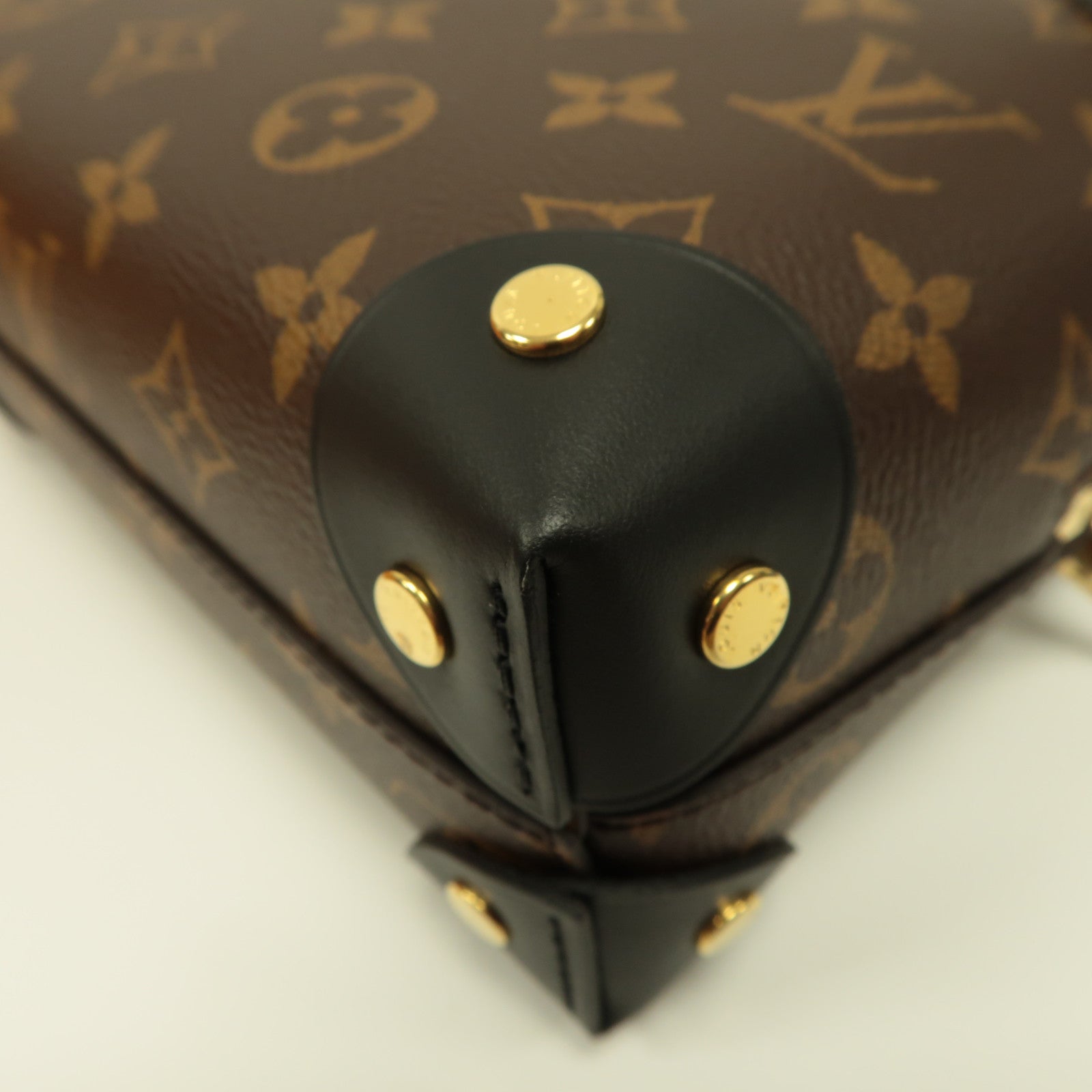 LOUIS VUITTON Monogram Petite Malle Souple金扣手挽肩背兩用袋啡色/黑色