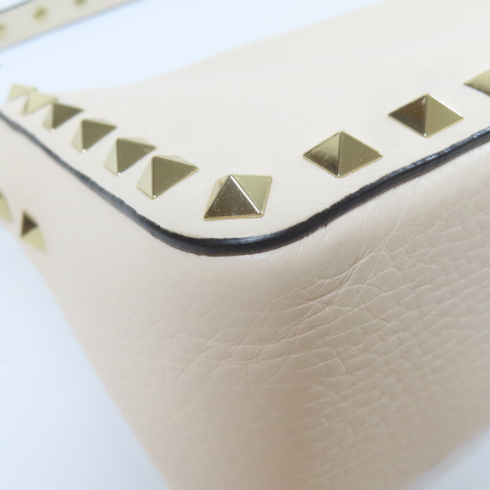 Valentino 牛皮皮革Hand Bag金扣手挽肩背兩用袋白色