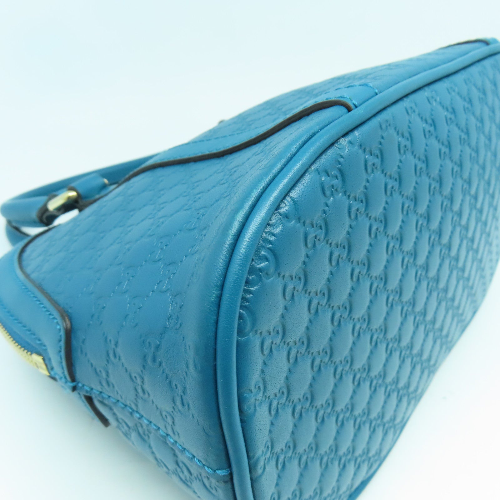 GUCCI 牛皮皮革Handbag金扣手挽袋藍色