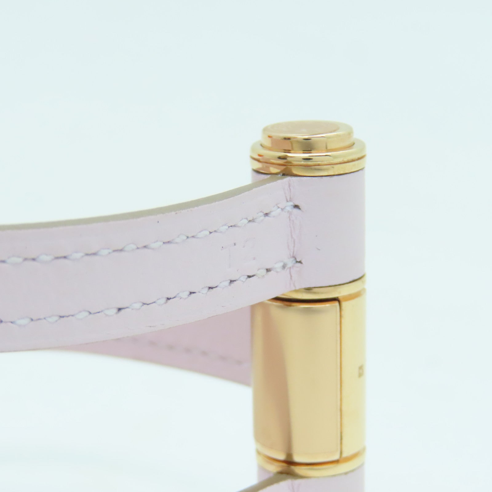 HERMES Leather/Metal Charniere Bracelet Gold Buckle Bracelet Light Purple/Gold