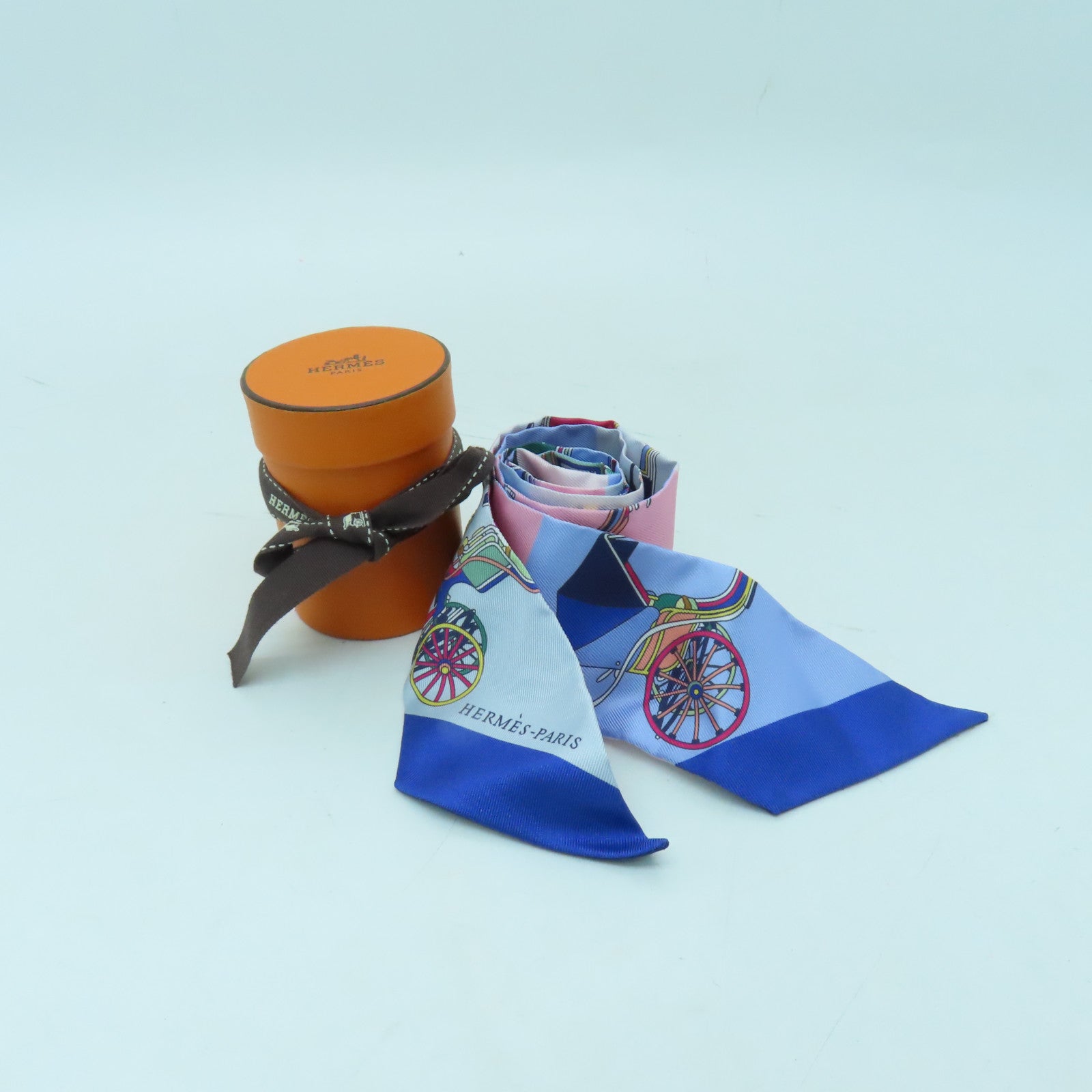 HERMES 【激減優惠】 絲質Twilly絲巾藍色/多色