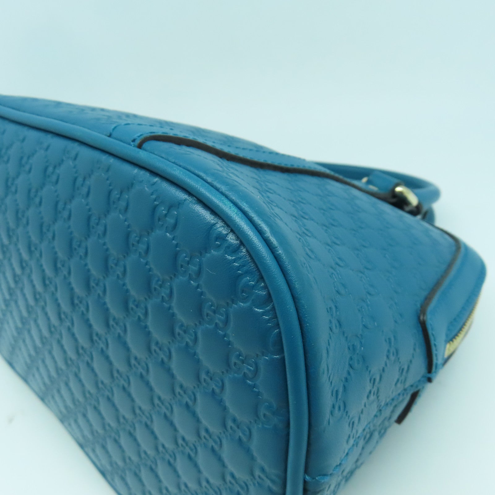 GUCCI 牛皮皮革Handbag金扣手挽袋藍色