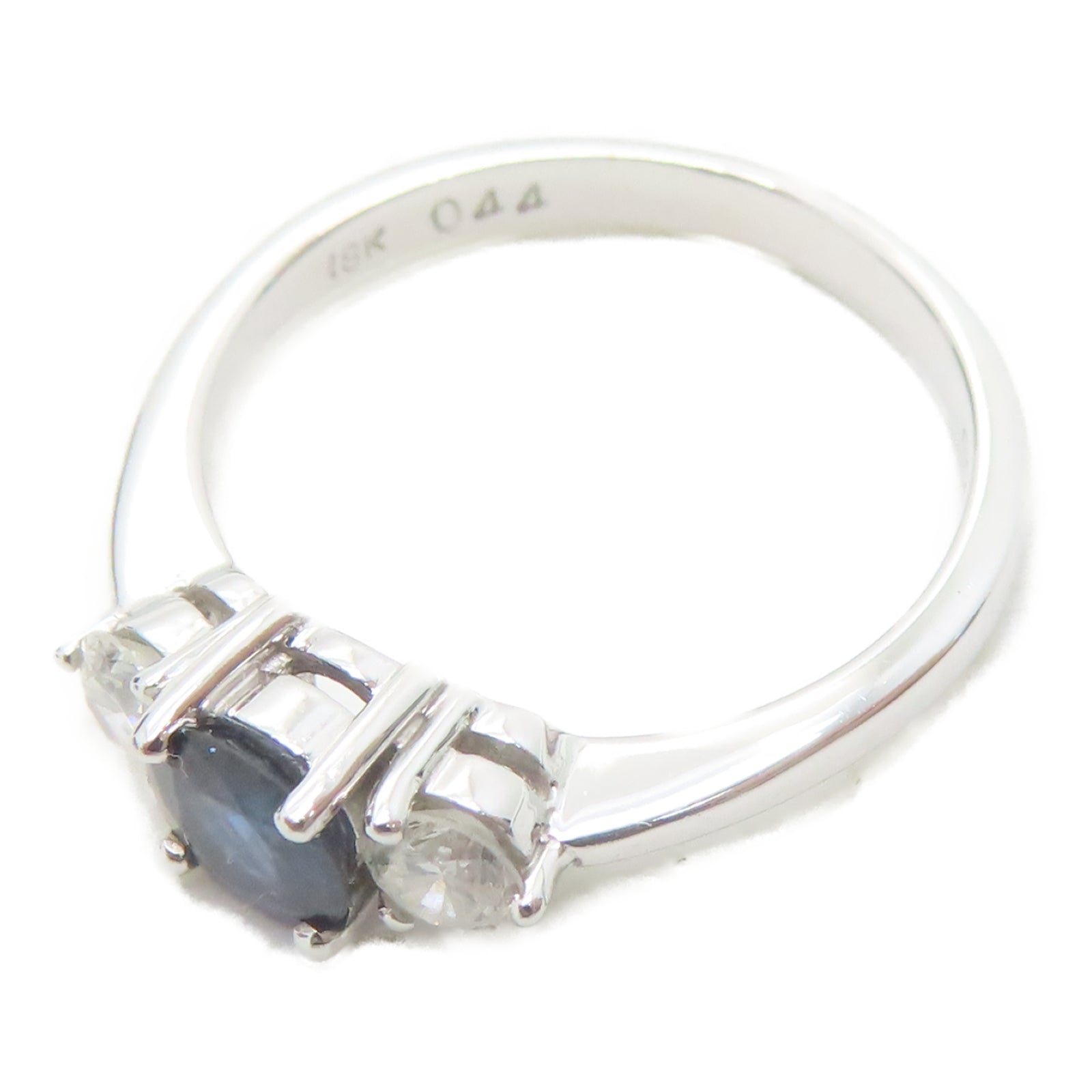 JEWELRY 18K白金Sapphire 2.3g 0.26ct藍寶石/0.44ct鑽石戒指US#4.5
