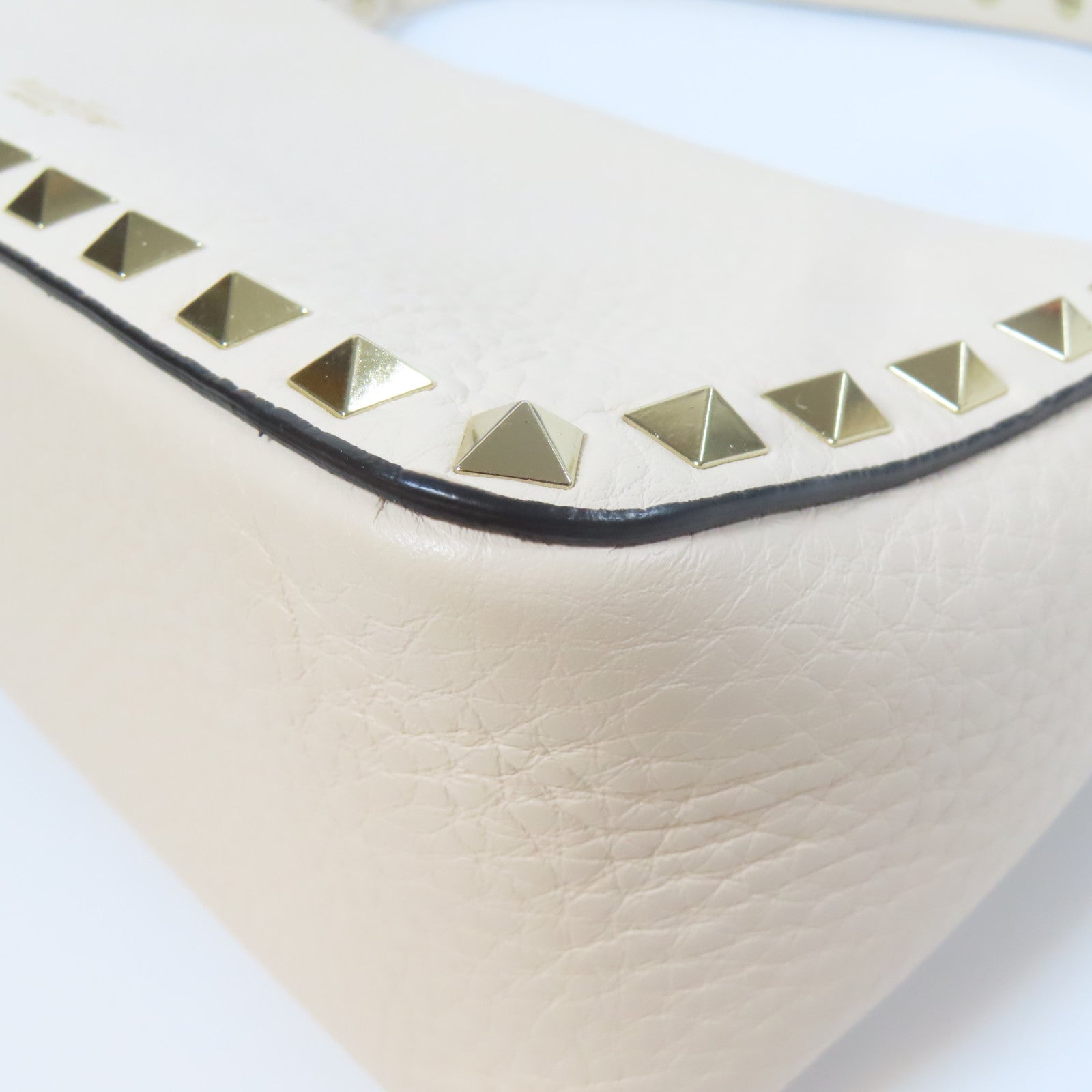 Valentino 牛皮皮革Hand Bag金扣手挽肩背兩用袋白色