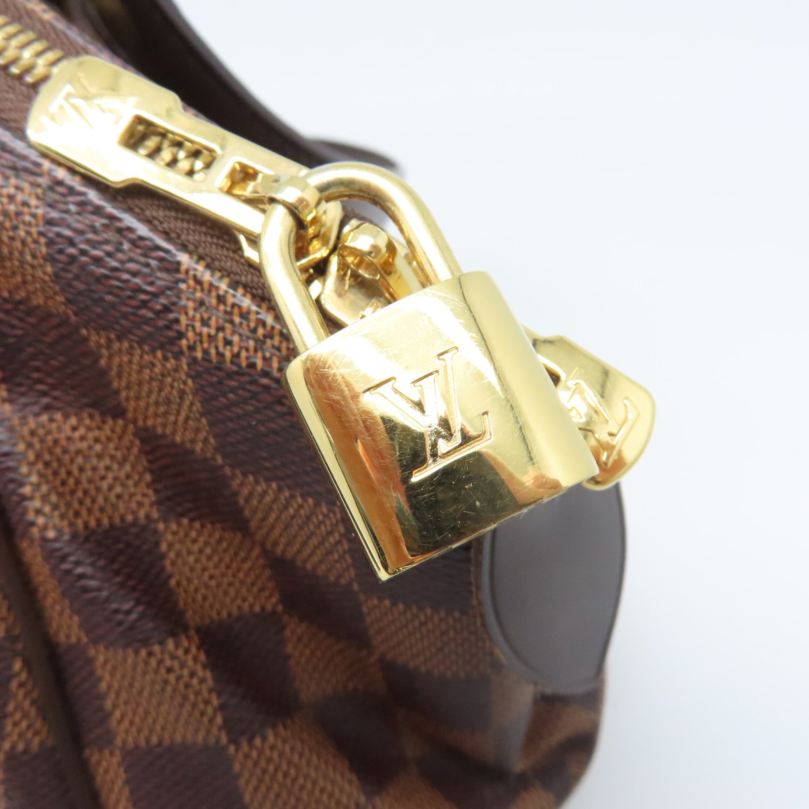 LOUIS VUITTON Damier Verona PM金扣肩背袋棕色