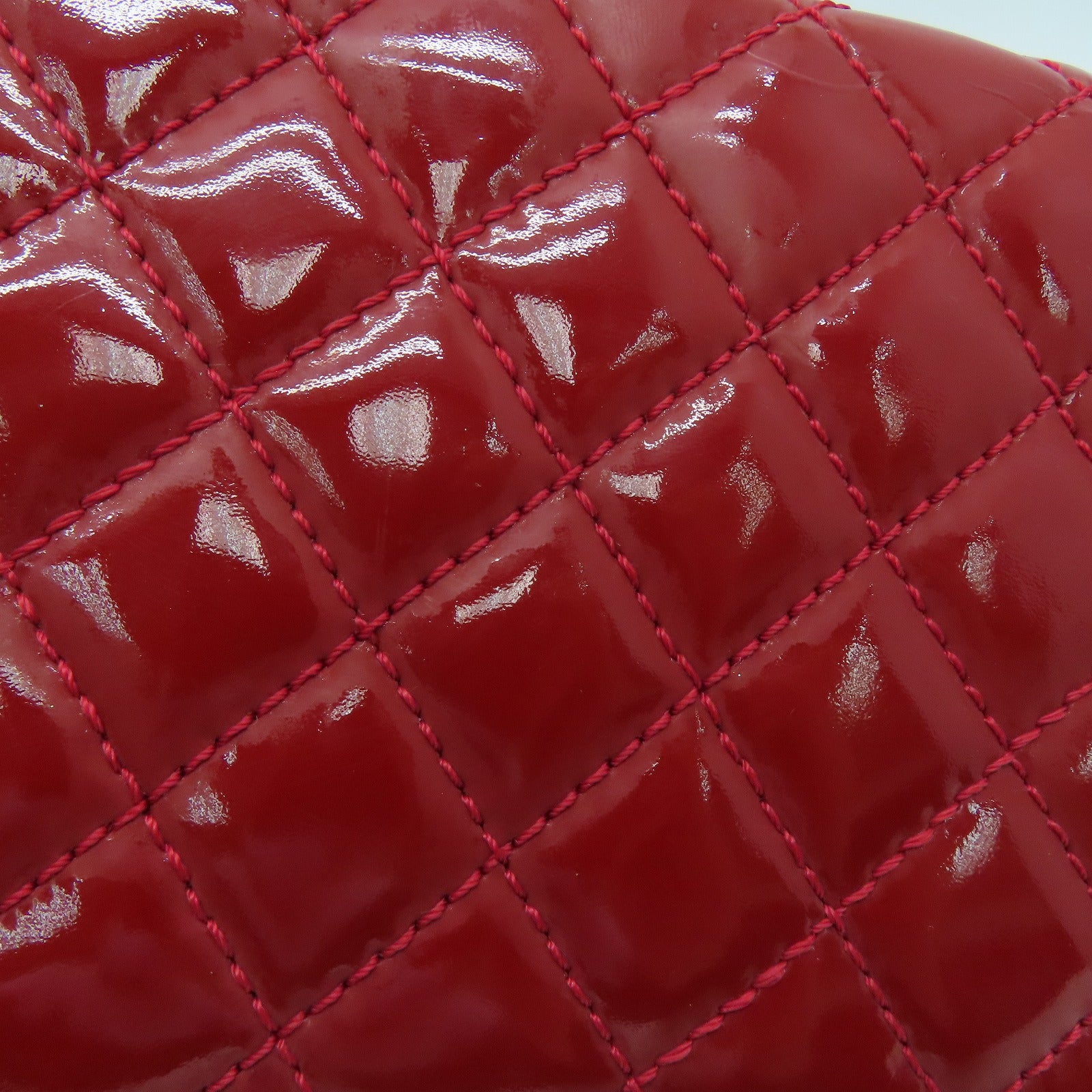 CHANEL 菱格漆皮皮革Chain Shoulder Bag银扣肩背袋红色