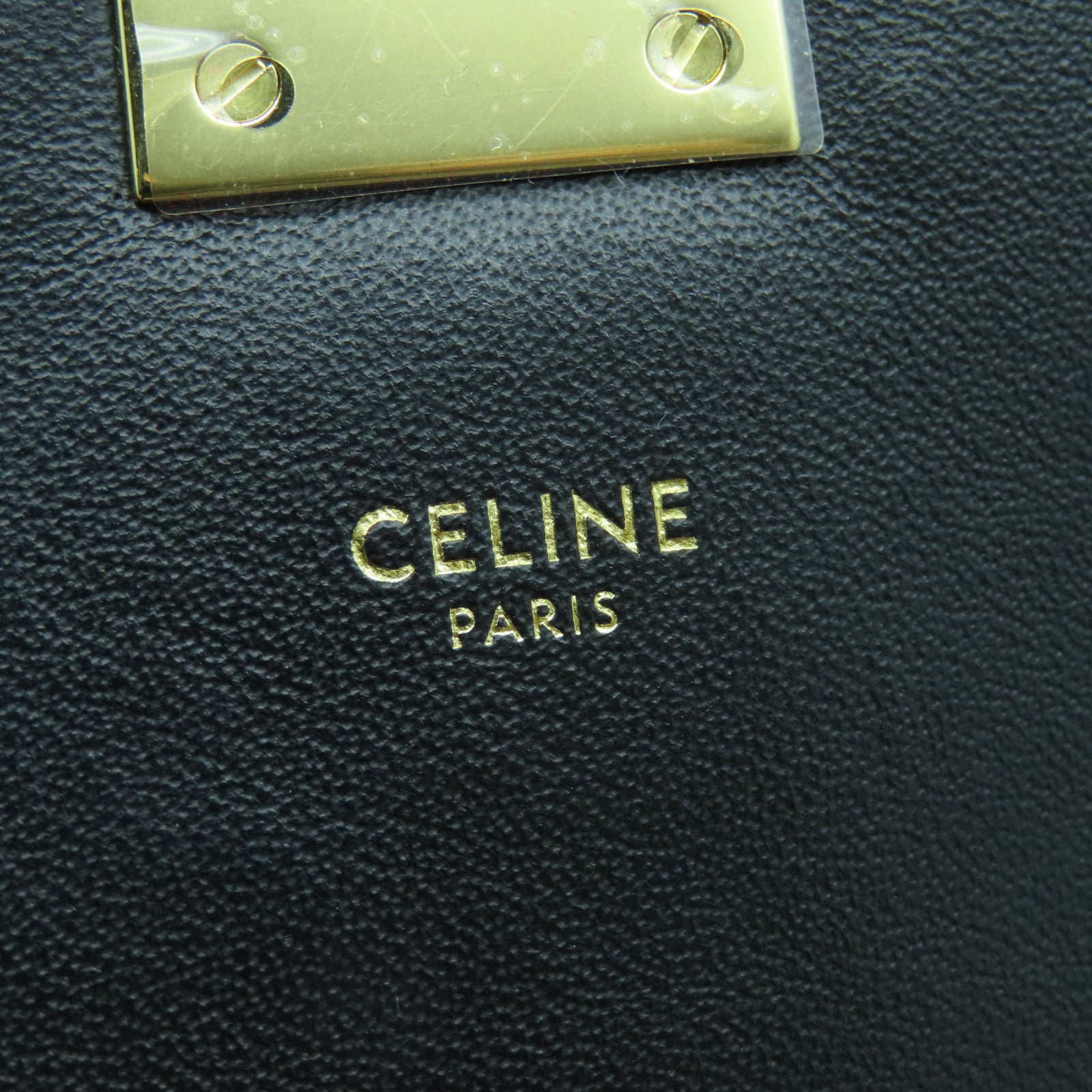 CELINE Leather C Bag Gold Buckle Chain Shoulder Bag Taupe/Black