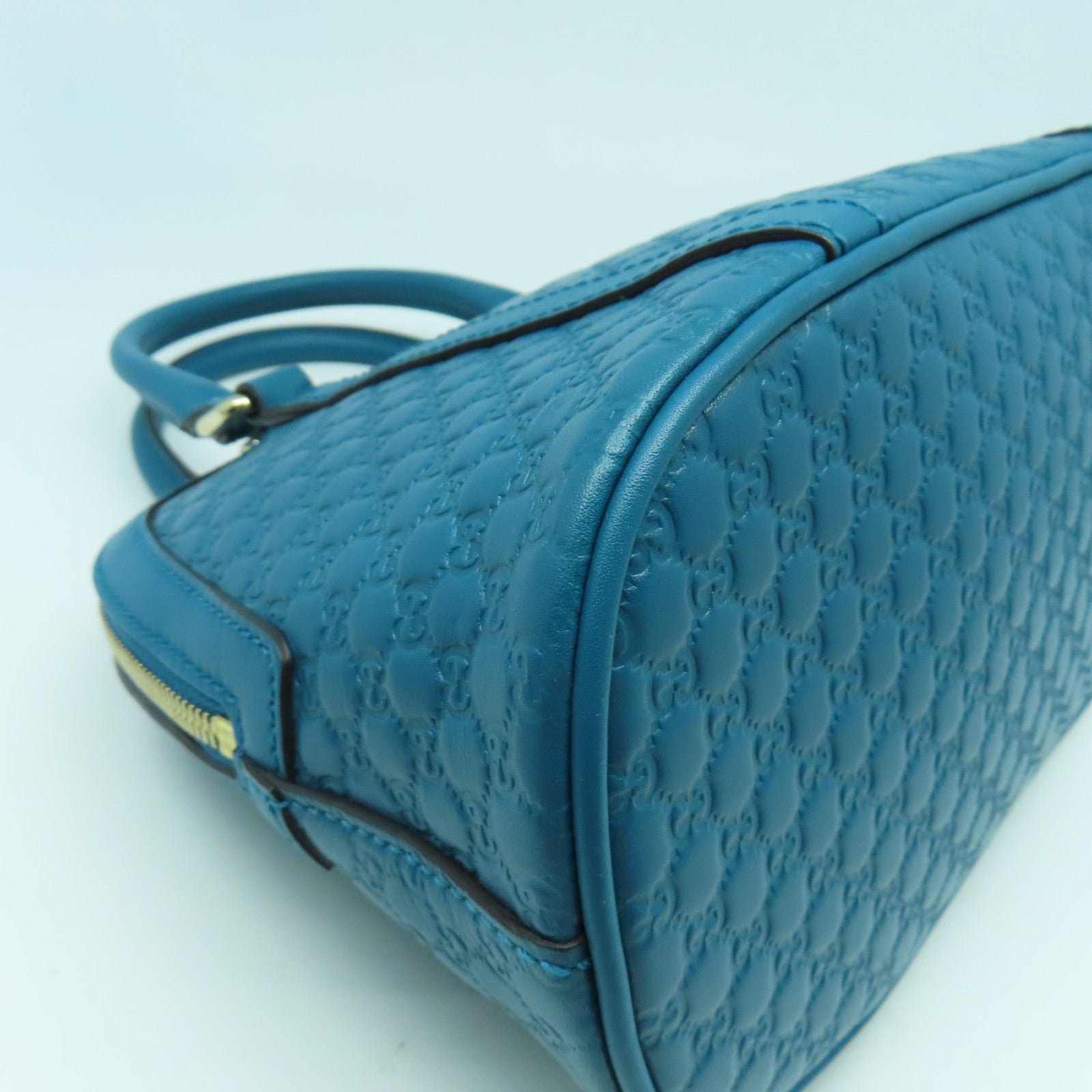 GUCCI 牛皮皮革Handbag金扣手挽袋藍色