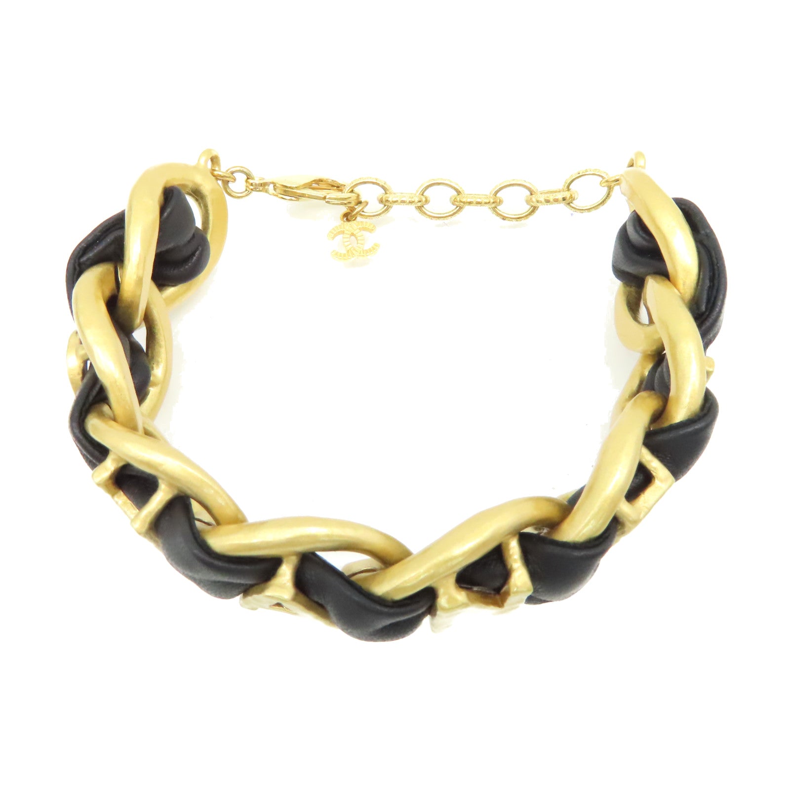 CHANEL 金屬/牛皮皮革Bracelet手鏈黑色/金色