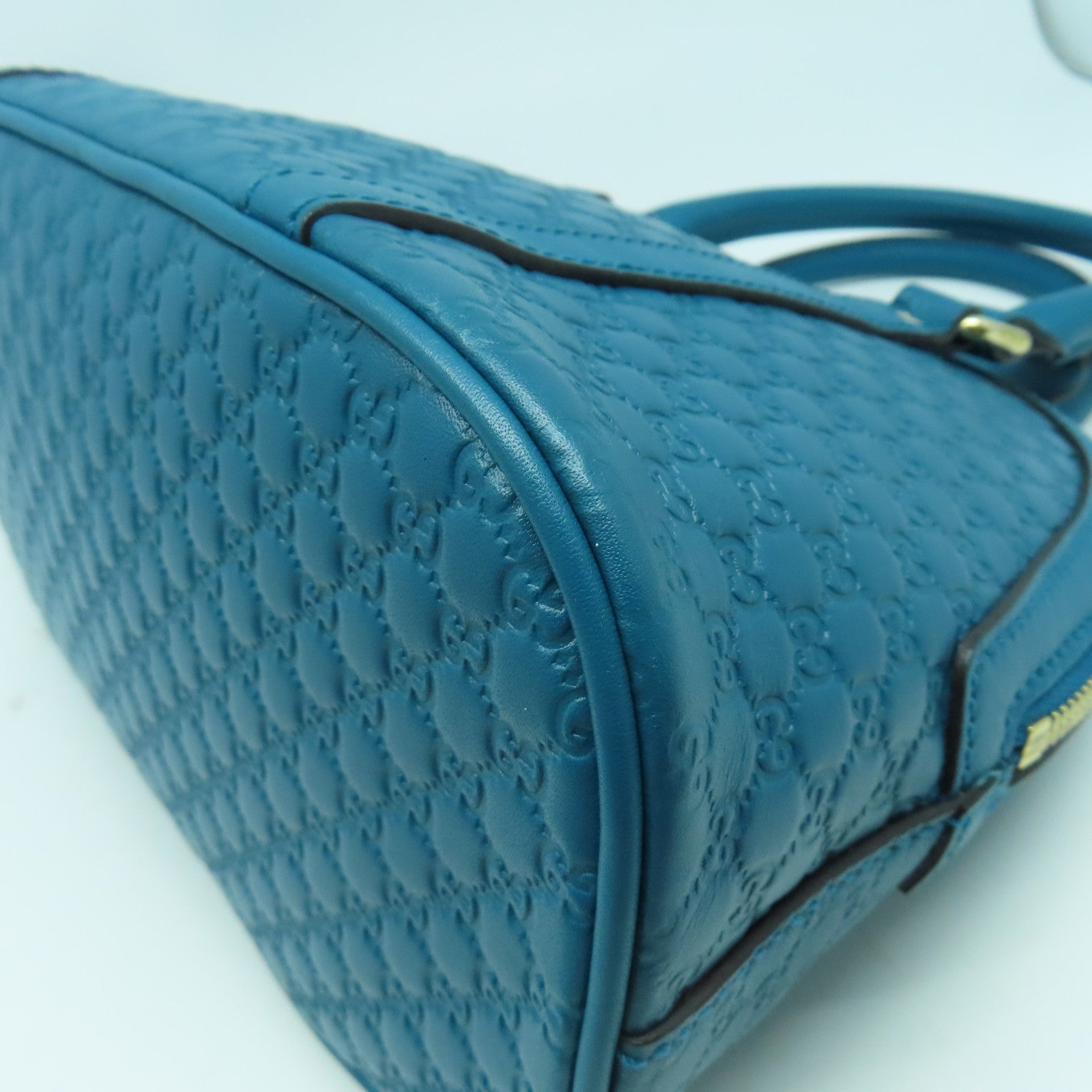 GUCCI 牛皮皮革Handbag金扣手挽袋藍色