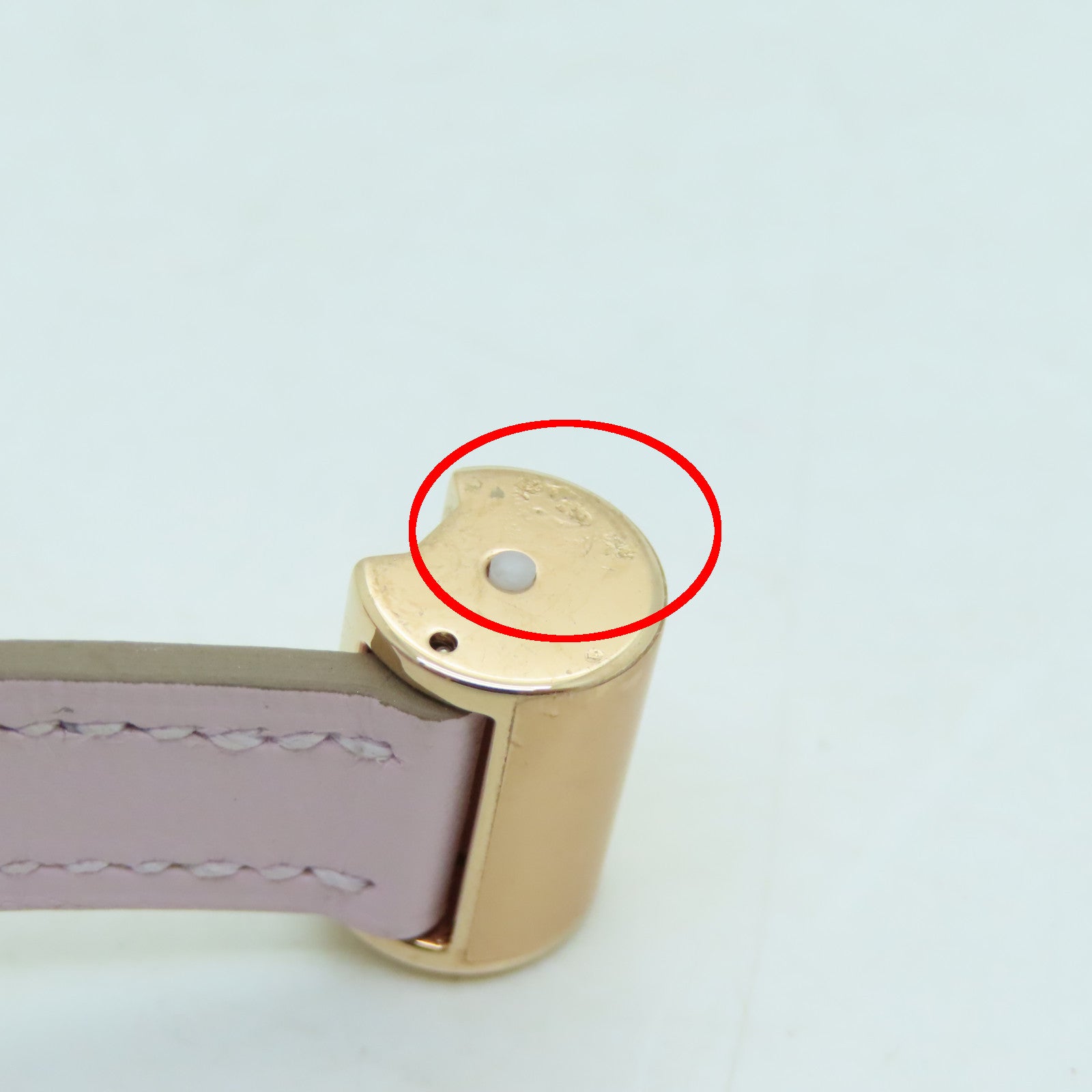 HERMES Leather/Metal Charniere Bracelet Gold Buckle Bracelet Light Purple/Gold
