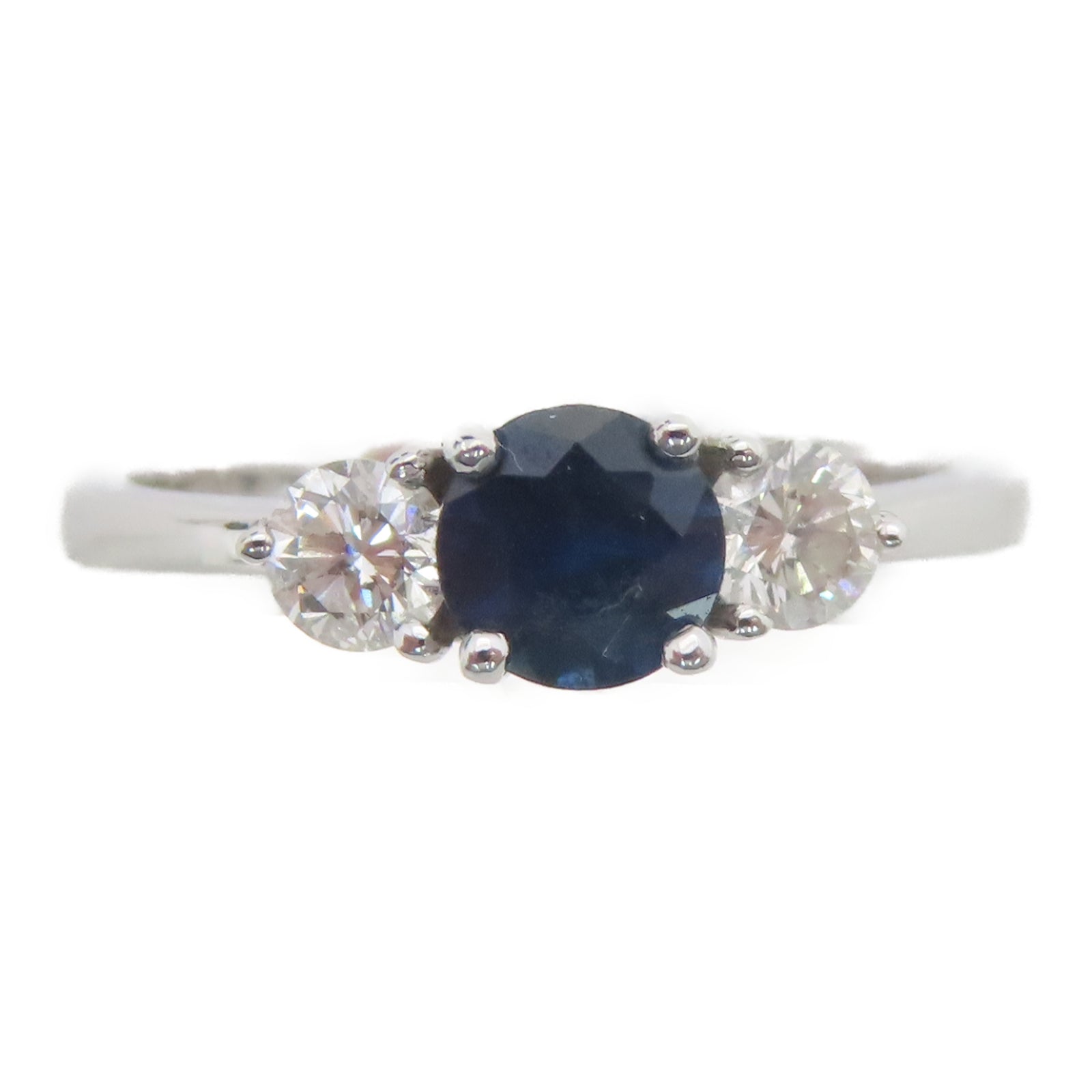 JEWELRY 18K白金Sapphire 2.3g 0.26ct藍寶石/0.44ct鑽石戒指US#4.5