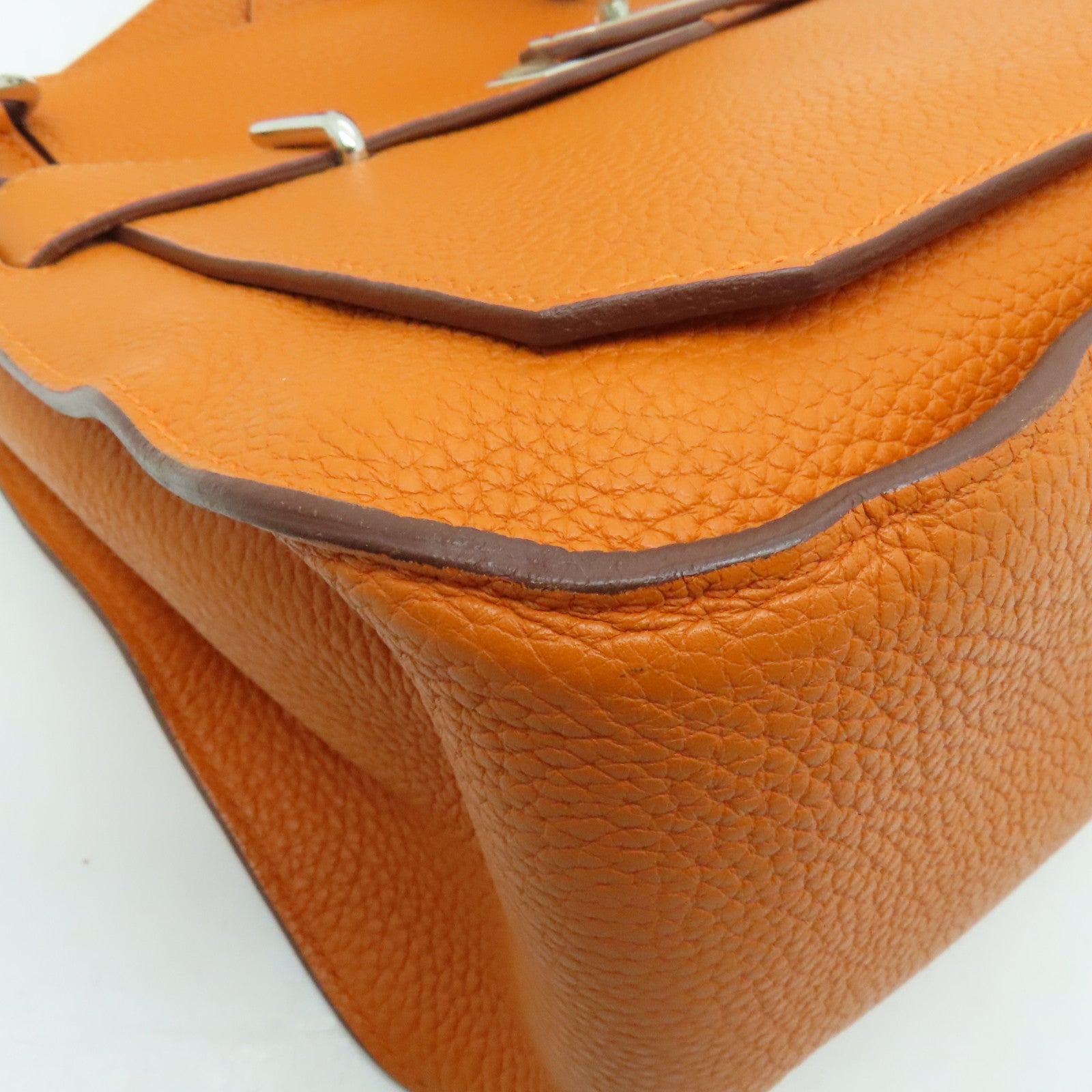 HERMES Clemence Jypsiere 31銀扣肩背袋橙色