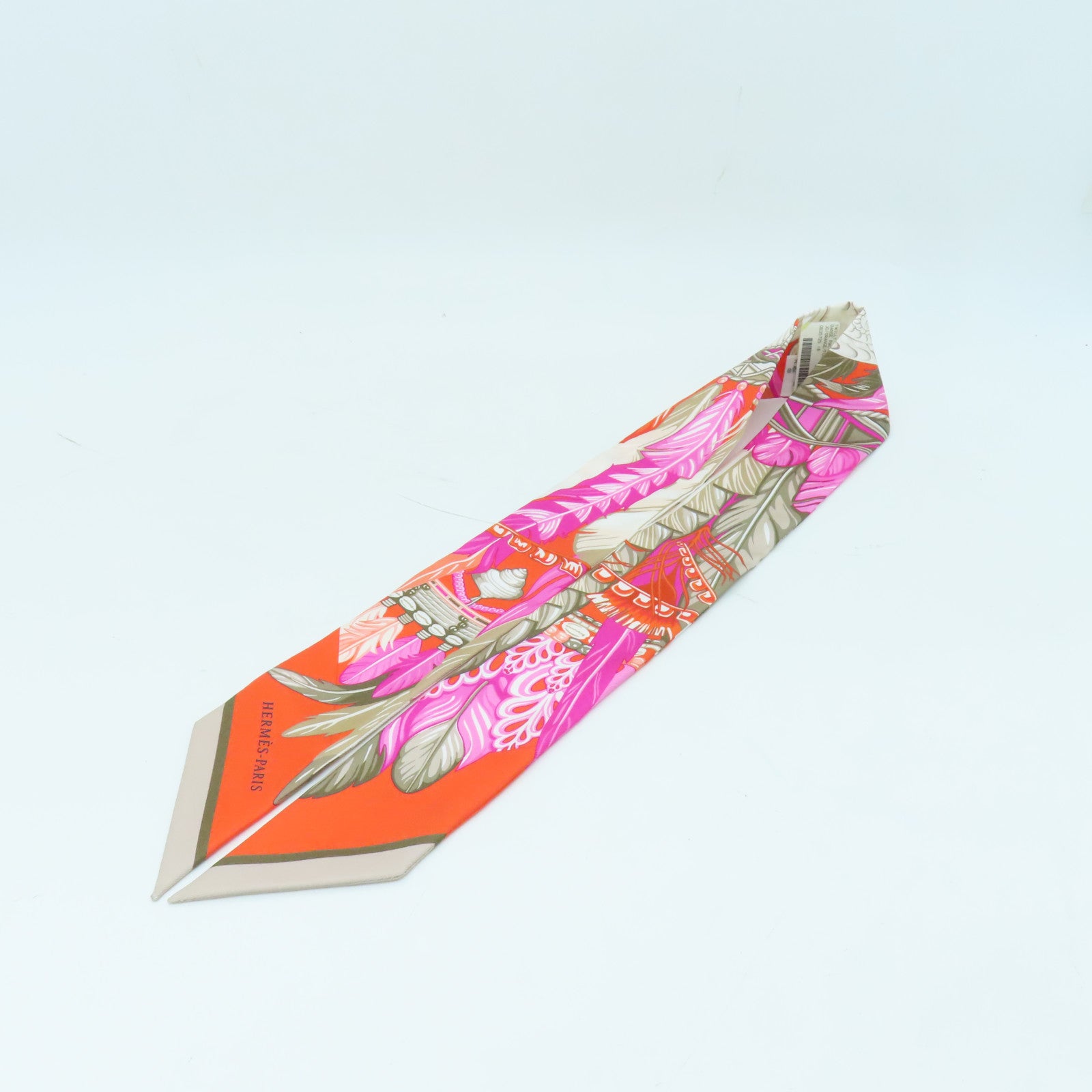 HERMES Silk Twilly Scarf/Orange/Pink