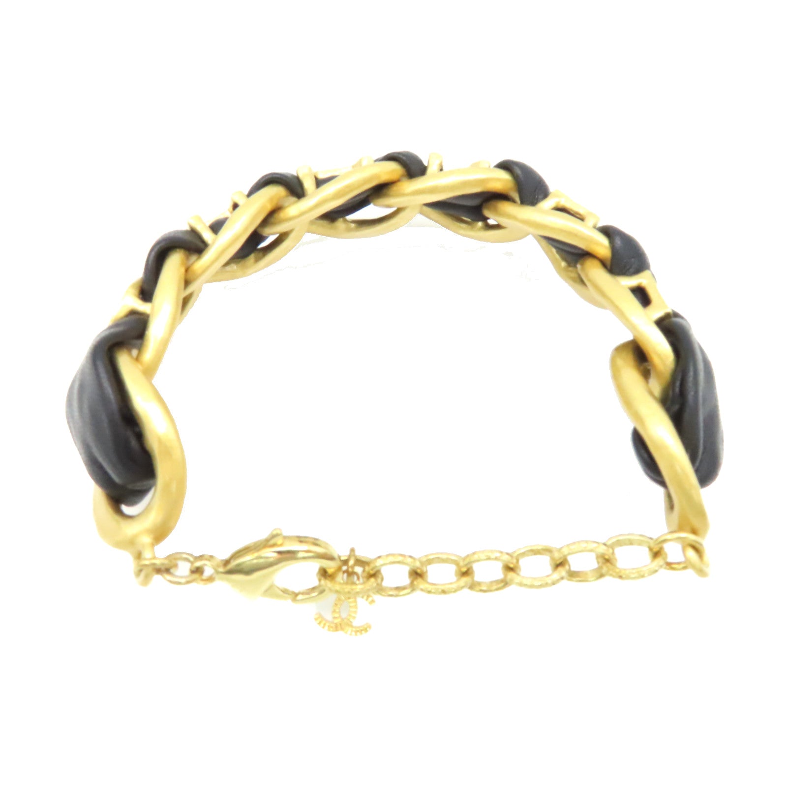 CHANEL 金屬/牛皮皮革Bracelet手鏈黑色/金色