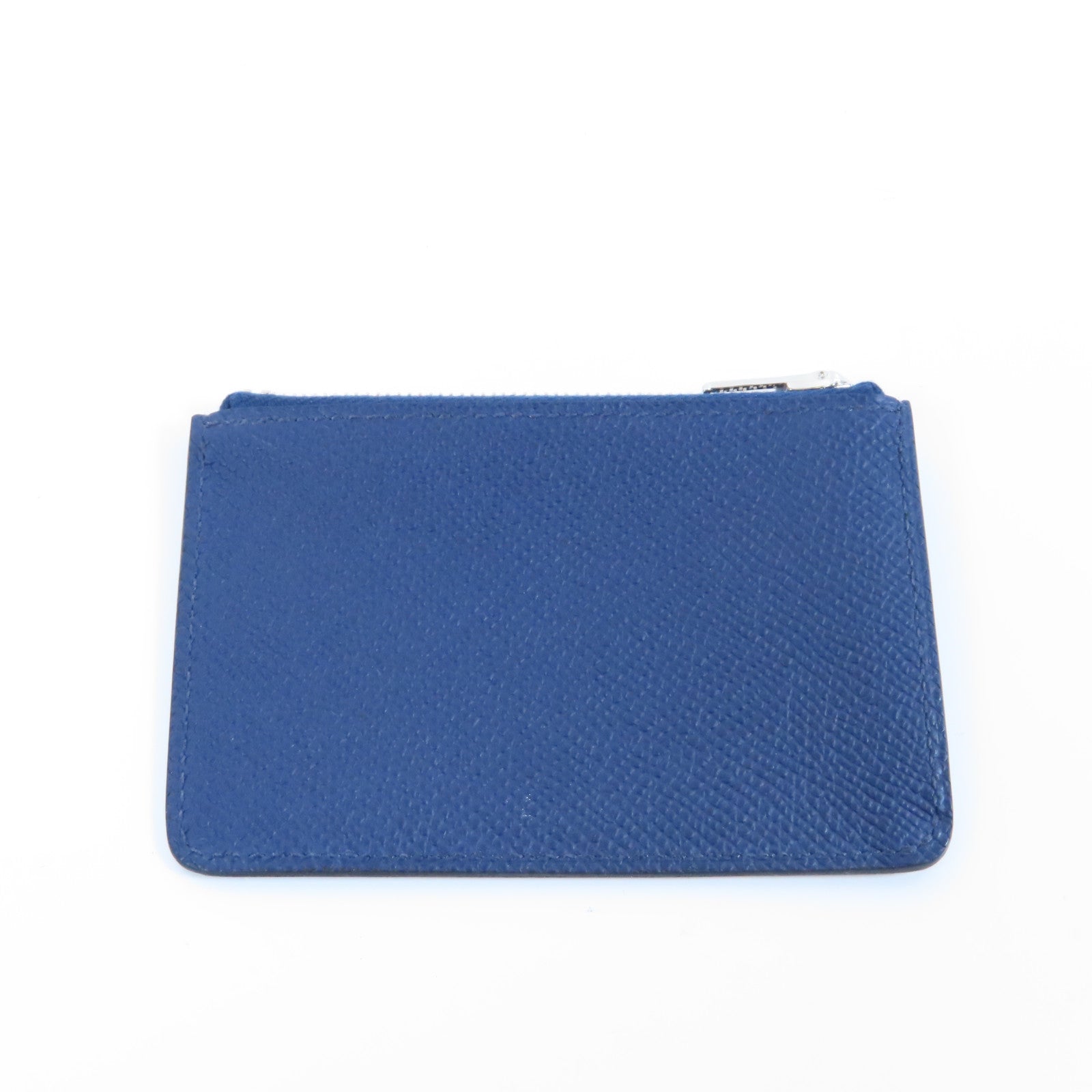 HERMES Epsom皮革Constance Slim銀扣錢包藍色
