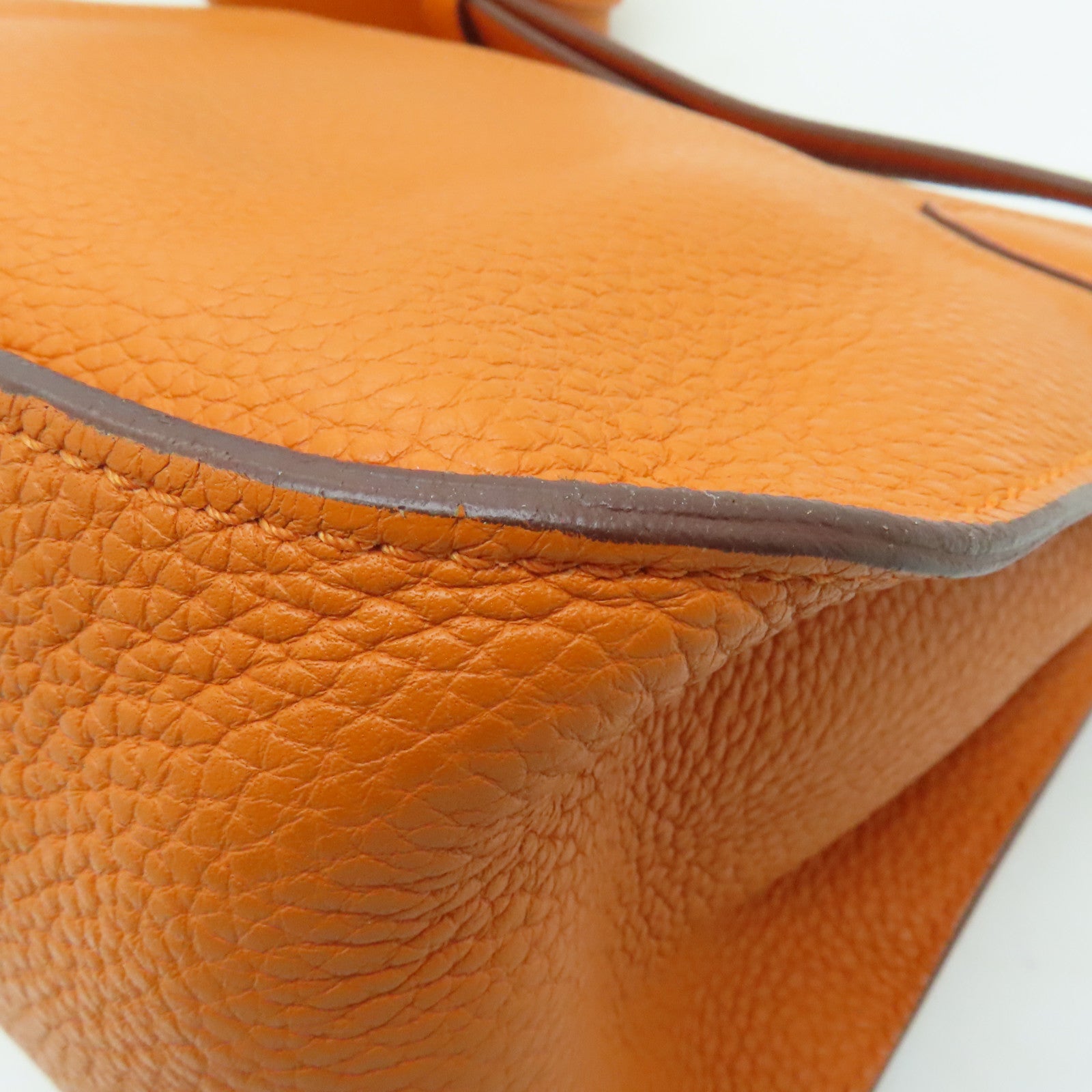 HERMES Clemence Jypsiere 31銀扣肩背袋橙色