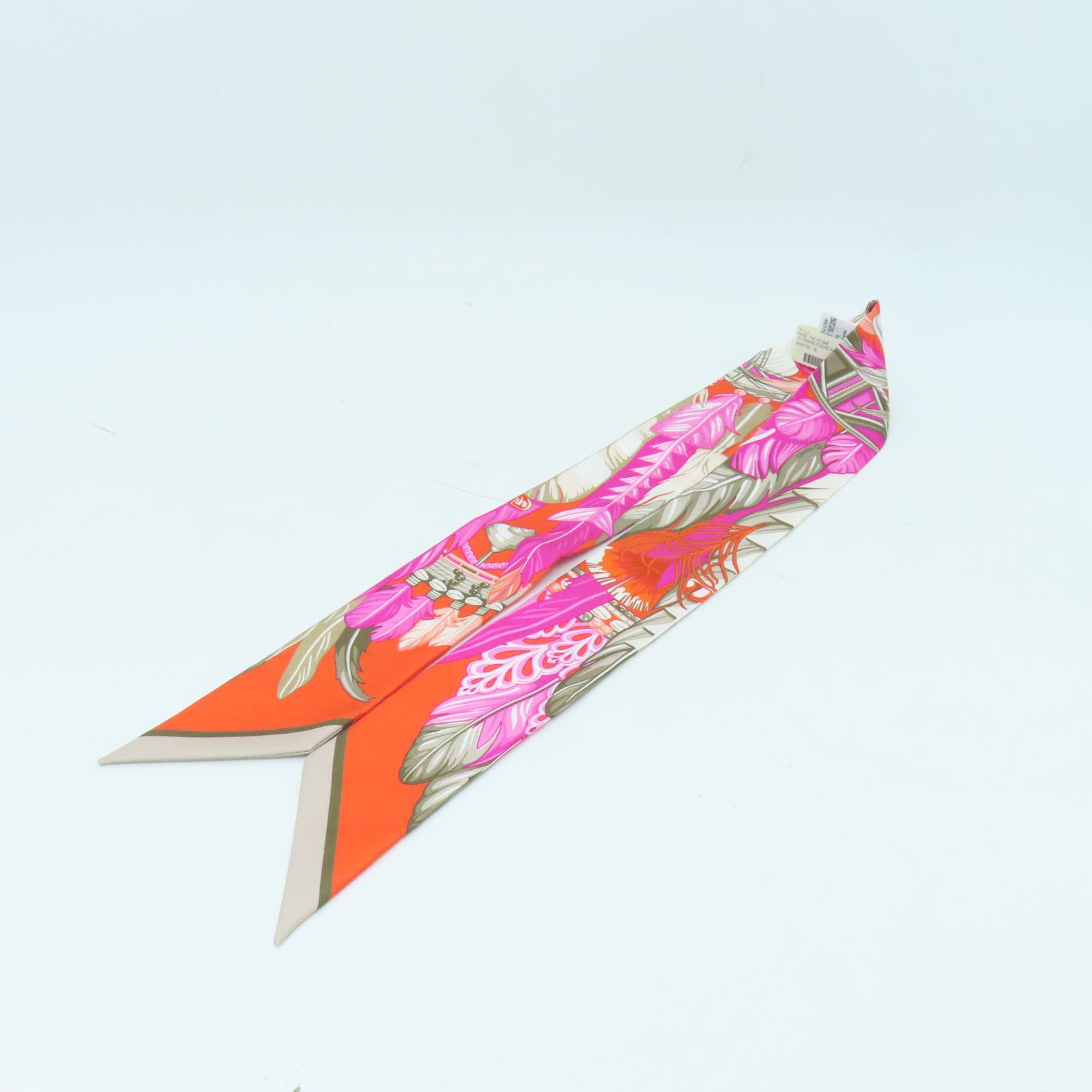 HERMES Silk Twilly Scarf/Orange/Pink