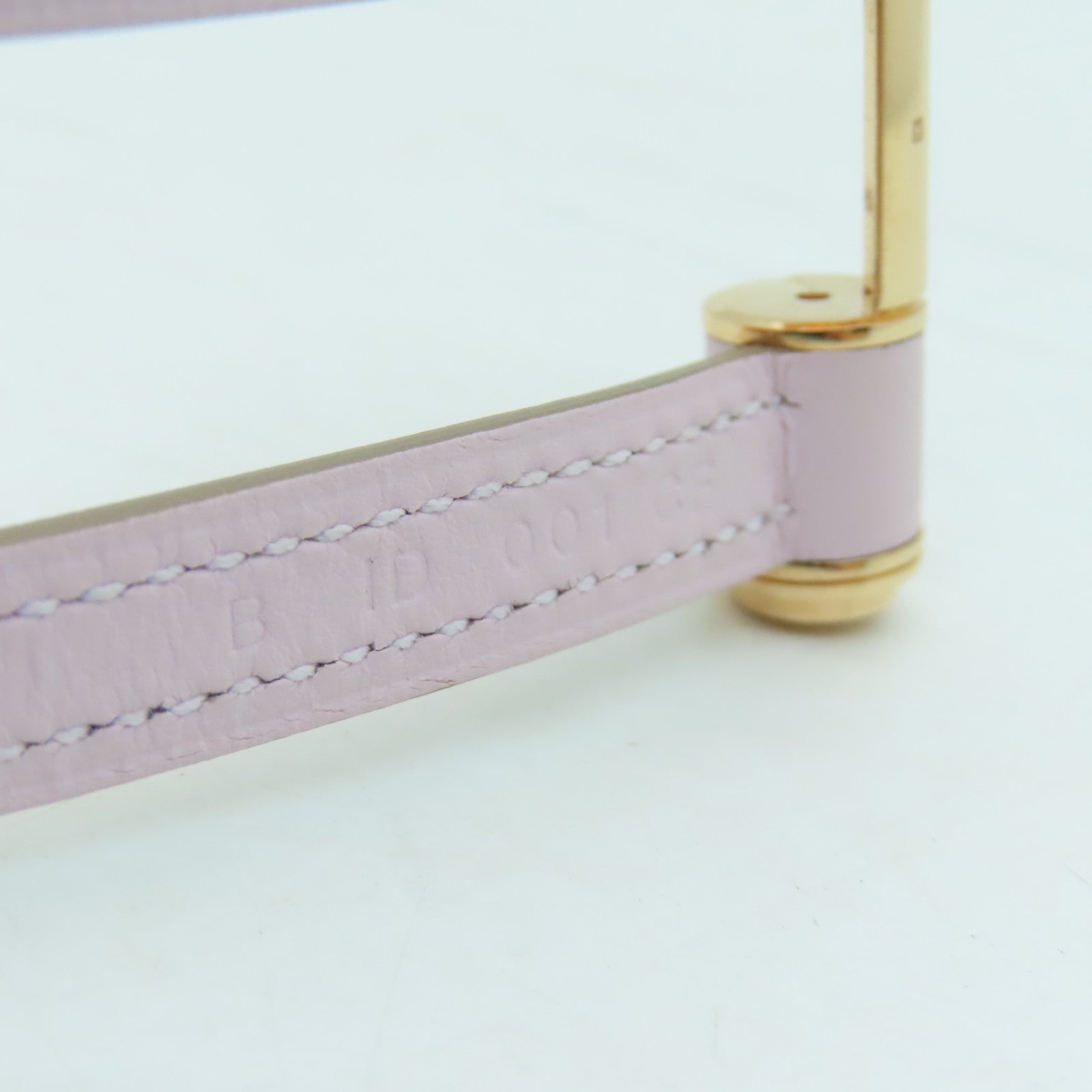 HERMES Leather/Metal Charniere Bracelet Gold Buckle Bracelet Light Purple/Gold