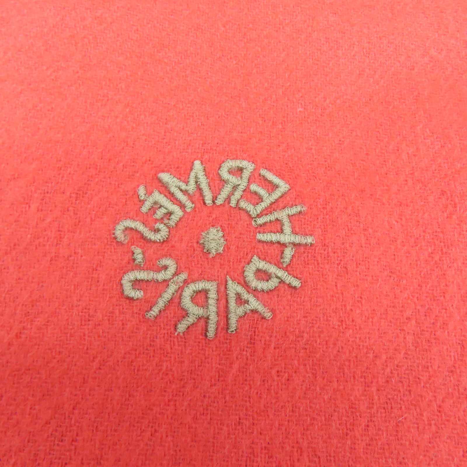 HERMES 羊絨Scarf圍巾橙色/灰色